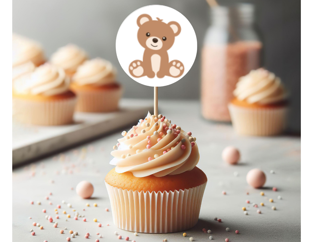 Bear Cupcake Toppers Template - Digital Download