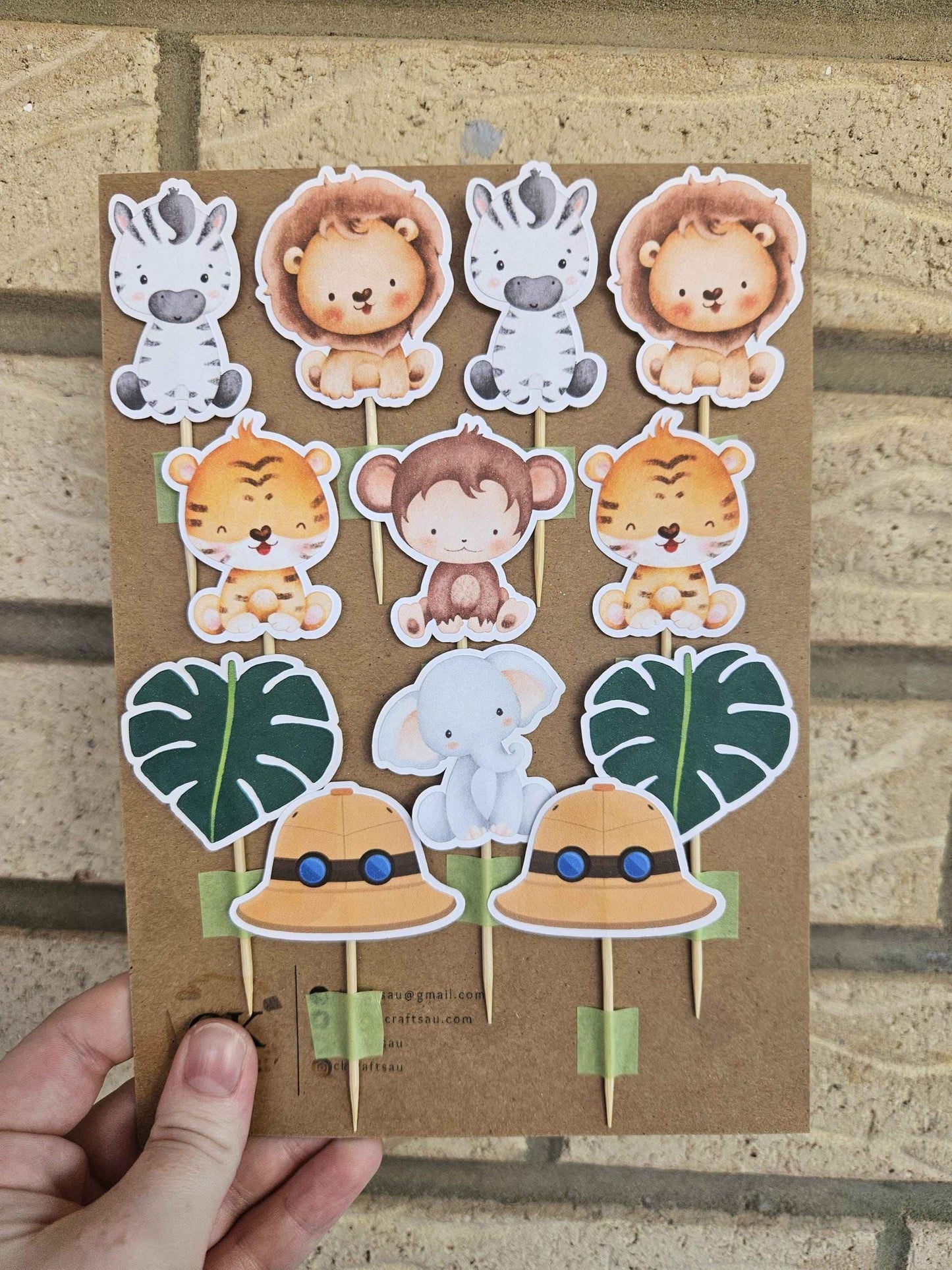 Safari Wild One Cupcake Toppers | Jungle Animal Birthday Party Decorations | Handcrafted Kids Part Decor
