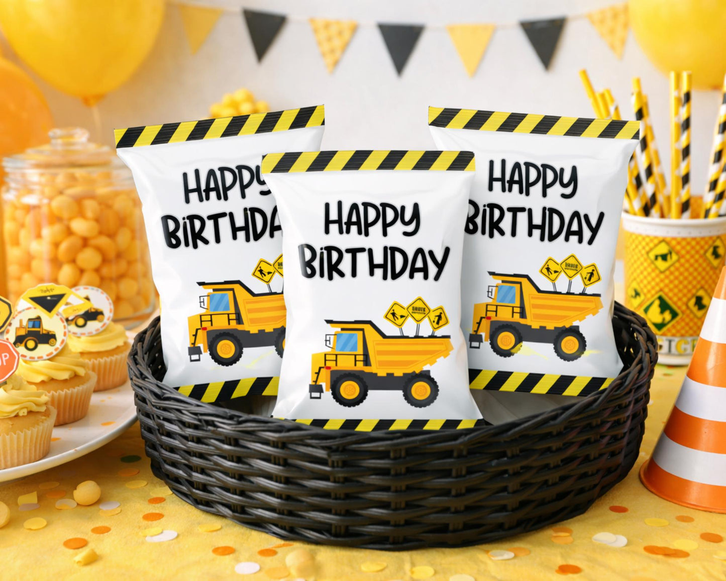 Construction Chip Bag Printable | Kids Birthday Party Digital Download
