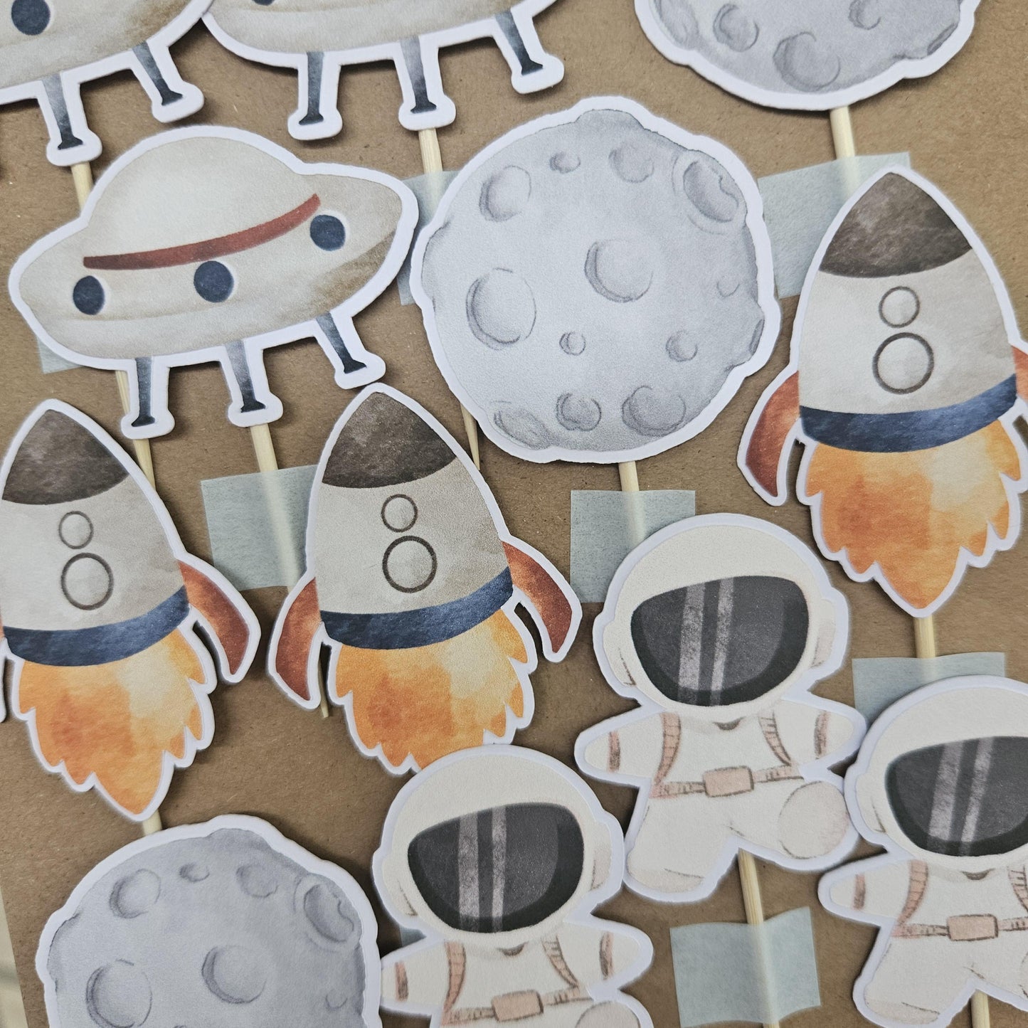 Space Cupcake Toppers | Rocket Ship Astronaut Party | Galaxy Birthday Cupcake Decorations | Space Theme Party ! Kids Party Decorations
