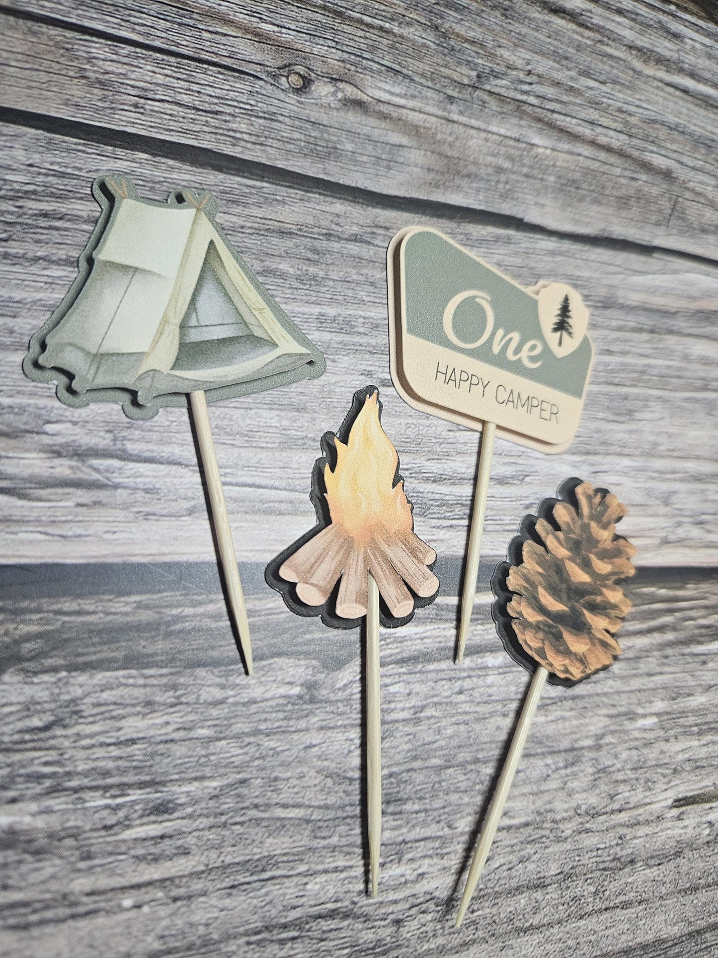 One Happy Camper Cupcake Toppers | Kids Birthday Decorations AU