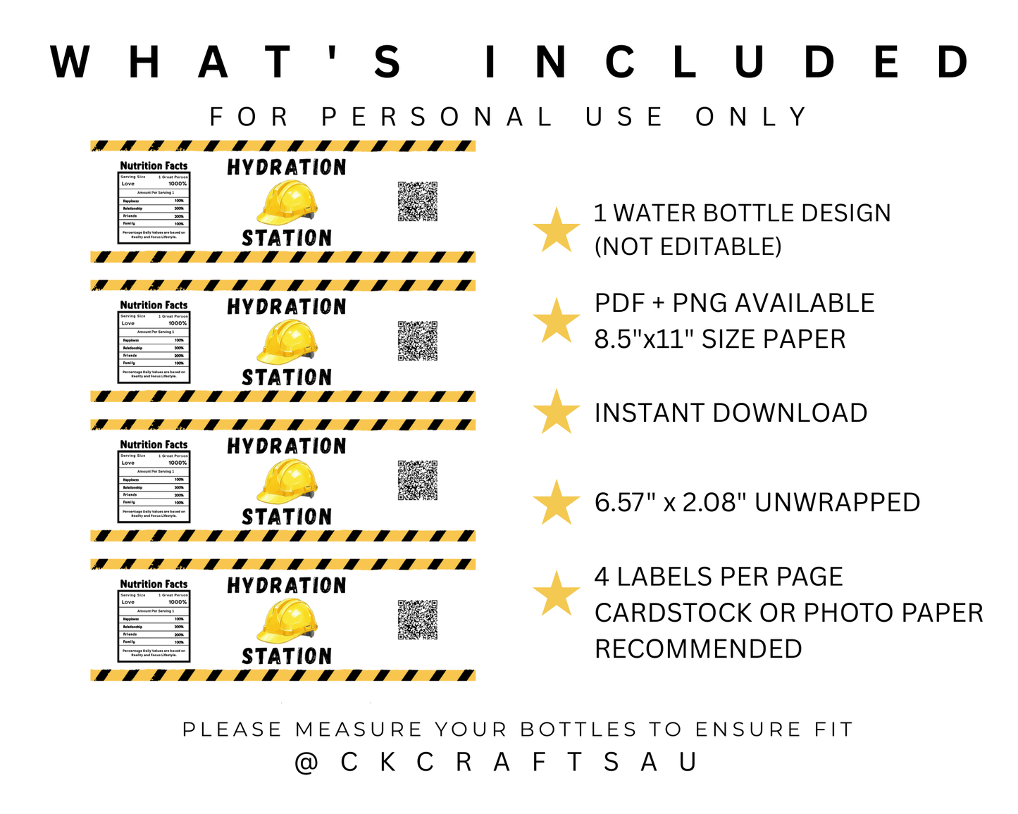 Construction Water Label Digital Download - Kids Party Supplies