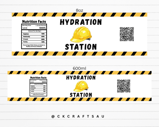 Construction Water Label Digital Download - Kids Party Supplies