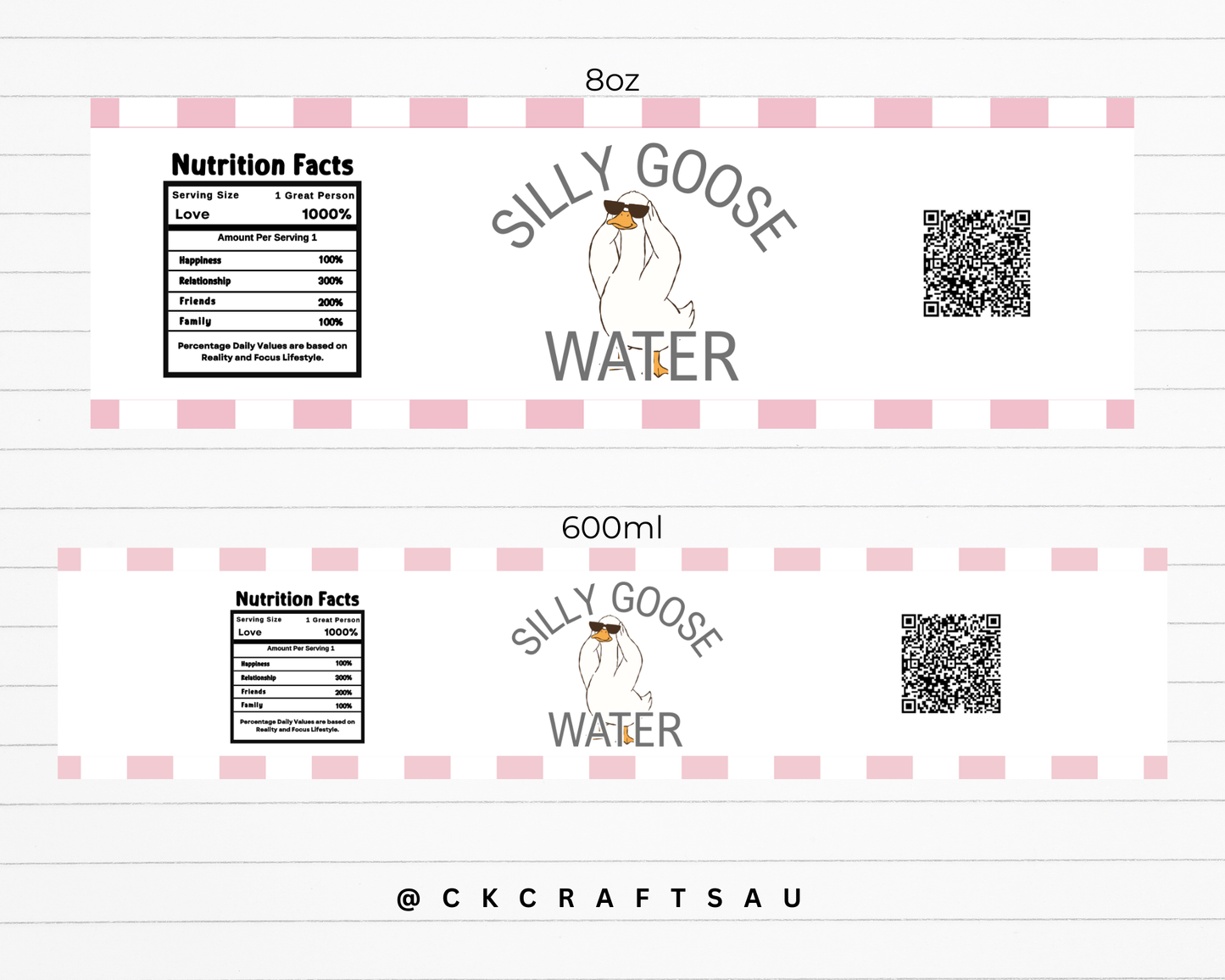 One Silly Goose Water Label Digital Download - Kids Party Supplies - Pink