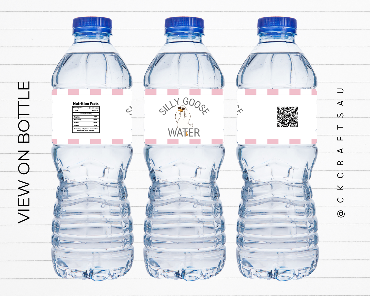 One Silly Goose Water Label Digital Download - Kids Party Supplies - Pink