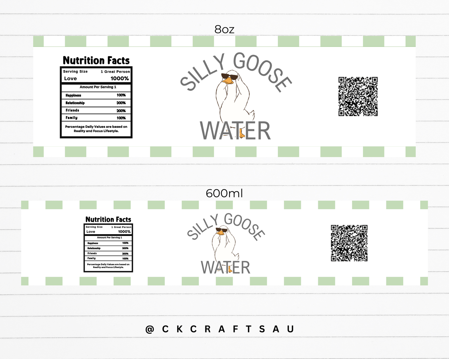 One Silly Goose Water Label Digital Download - Kids Party Supplies - Green
