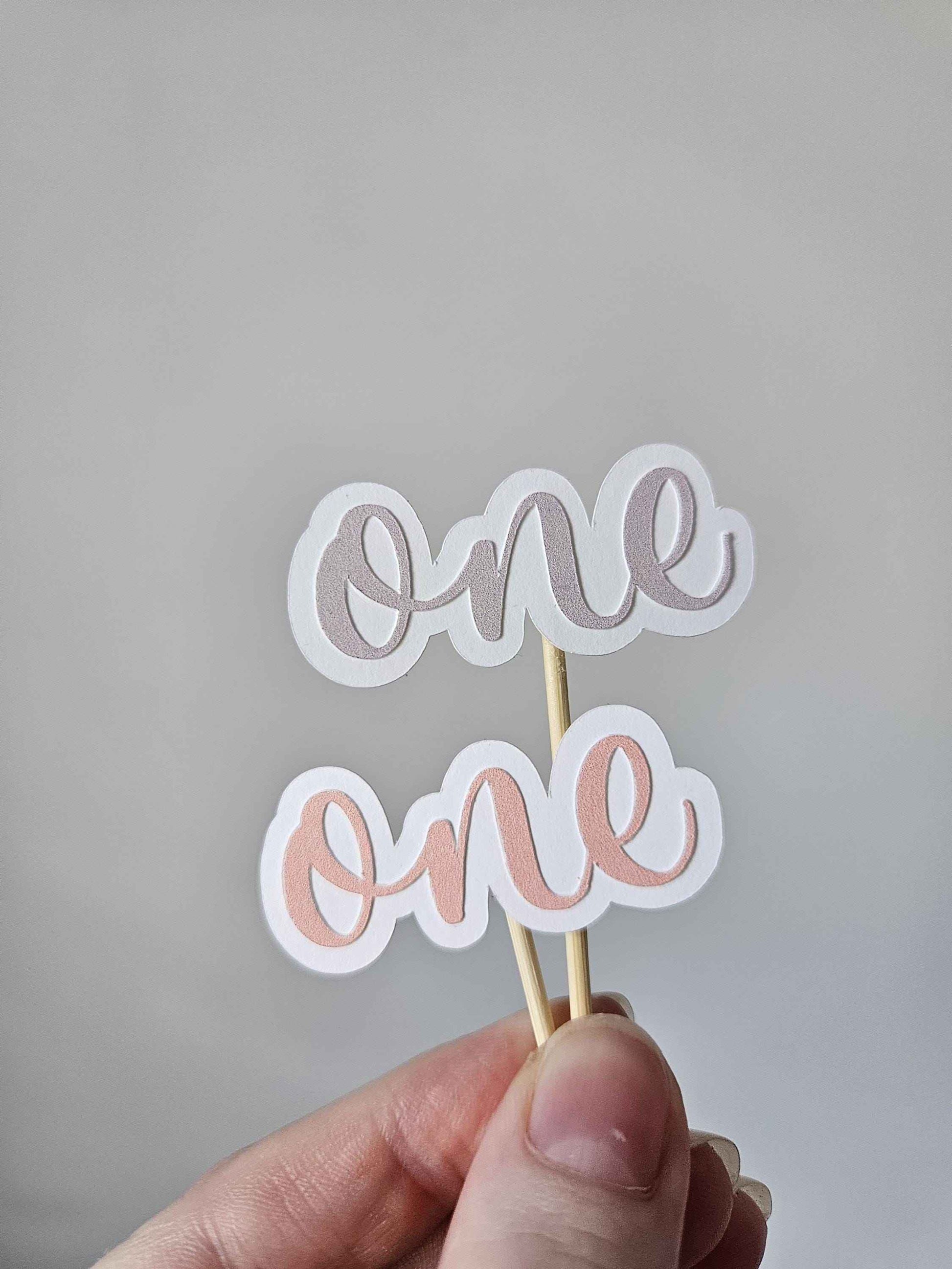 Handmade Floral 1st Birthday Cupcake Toppers: Pink & Purple Party Decor