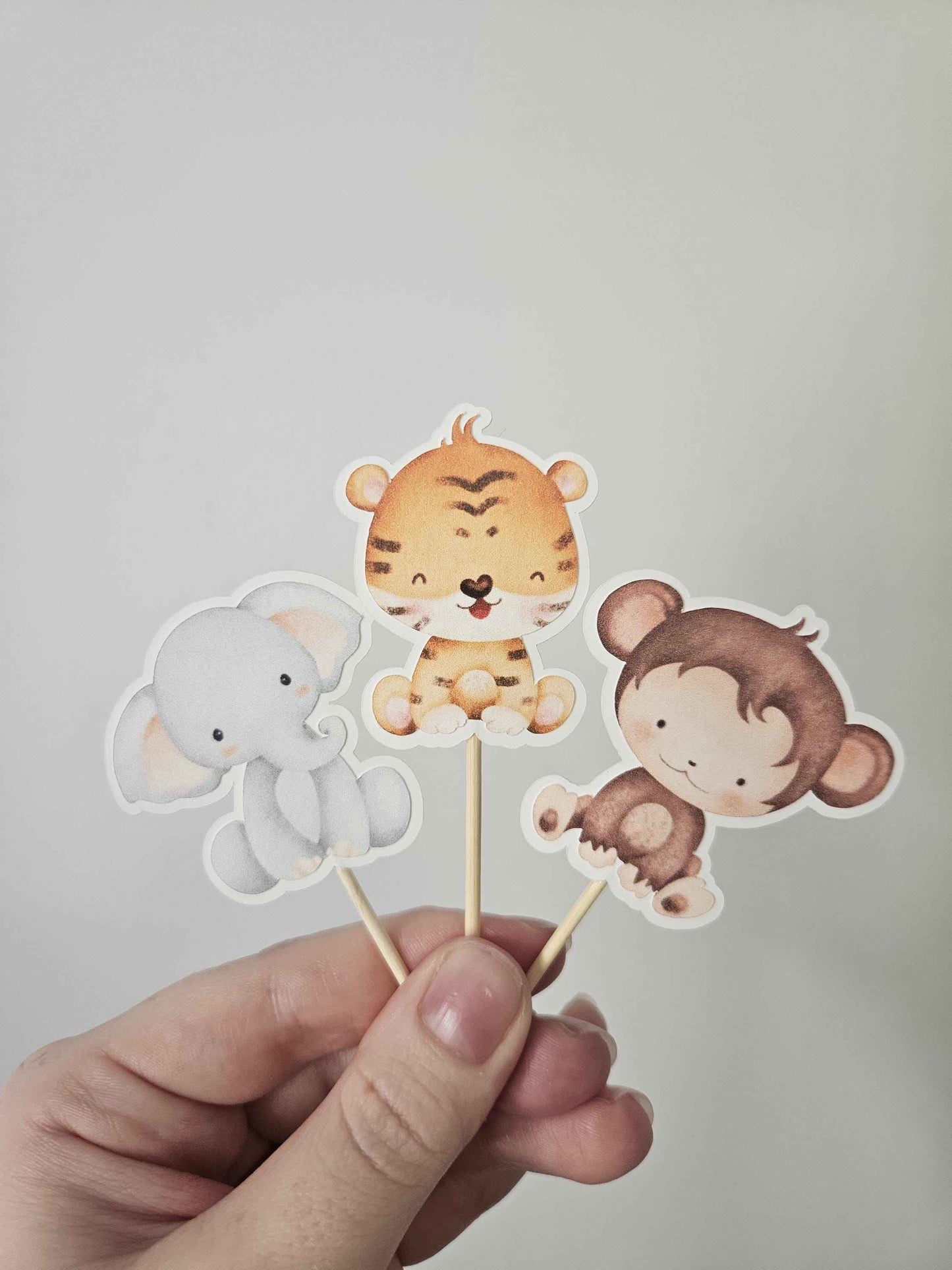 Safari Wild One Cupcake Toppers | Jungle Animal Birthday Party Decorations | Handcrafted Kids Part Decor