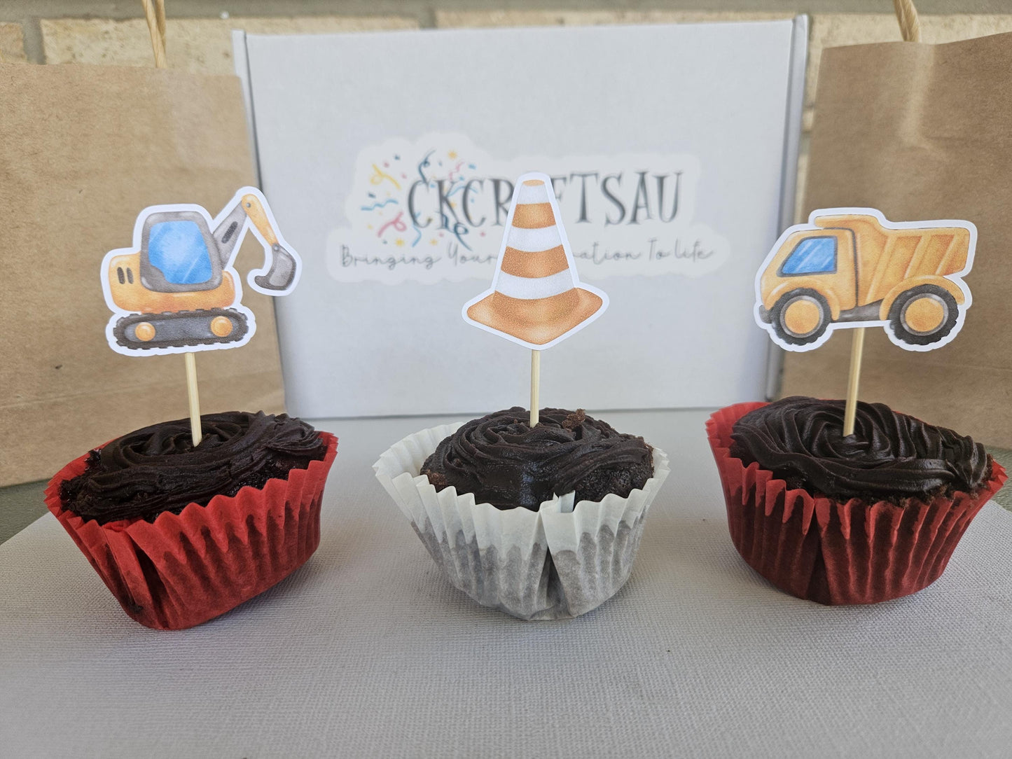 Construction Cupcake Toppers: Handcrafted Kids Party Cake Decor
