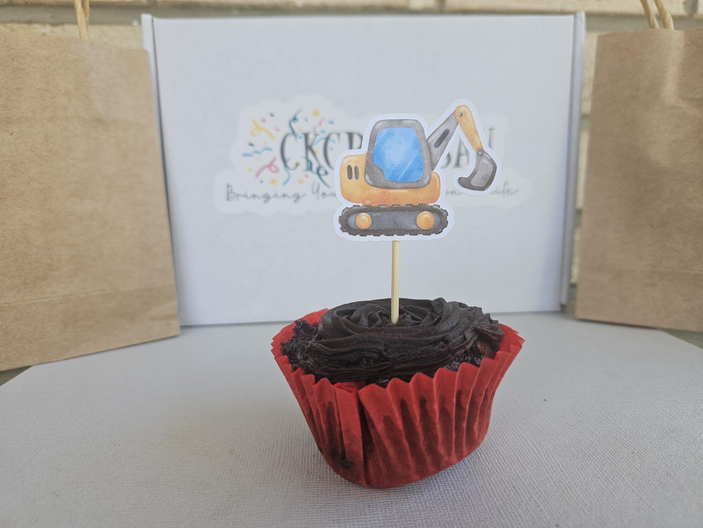 Construction Cupcake Toppers: Handcrafted Kids Party Cake Decor