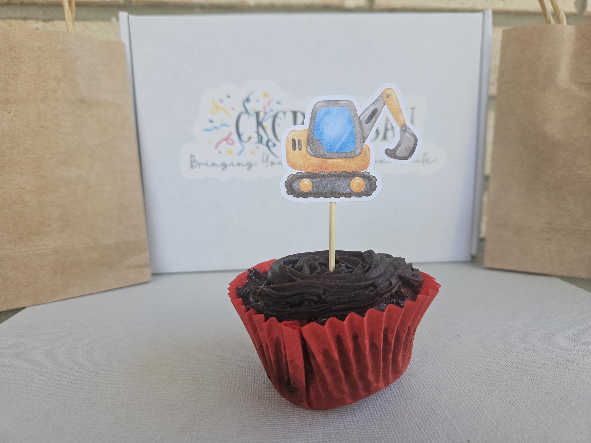 Construction Cupcake Toppers: Handcrafted Kids Party Cake Decor
