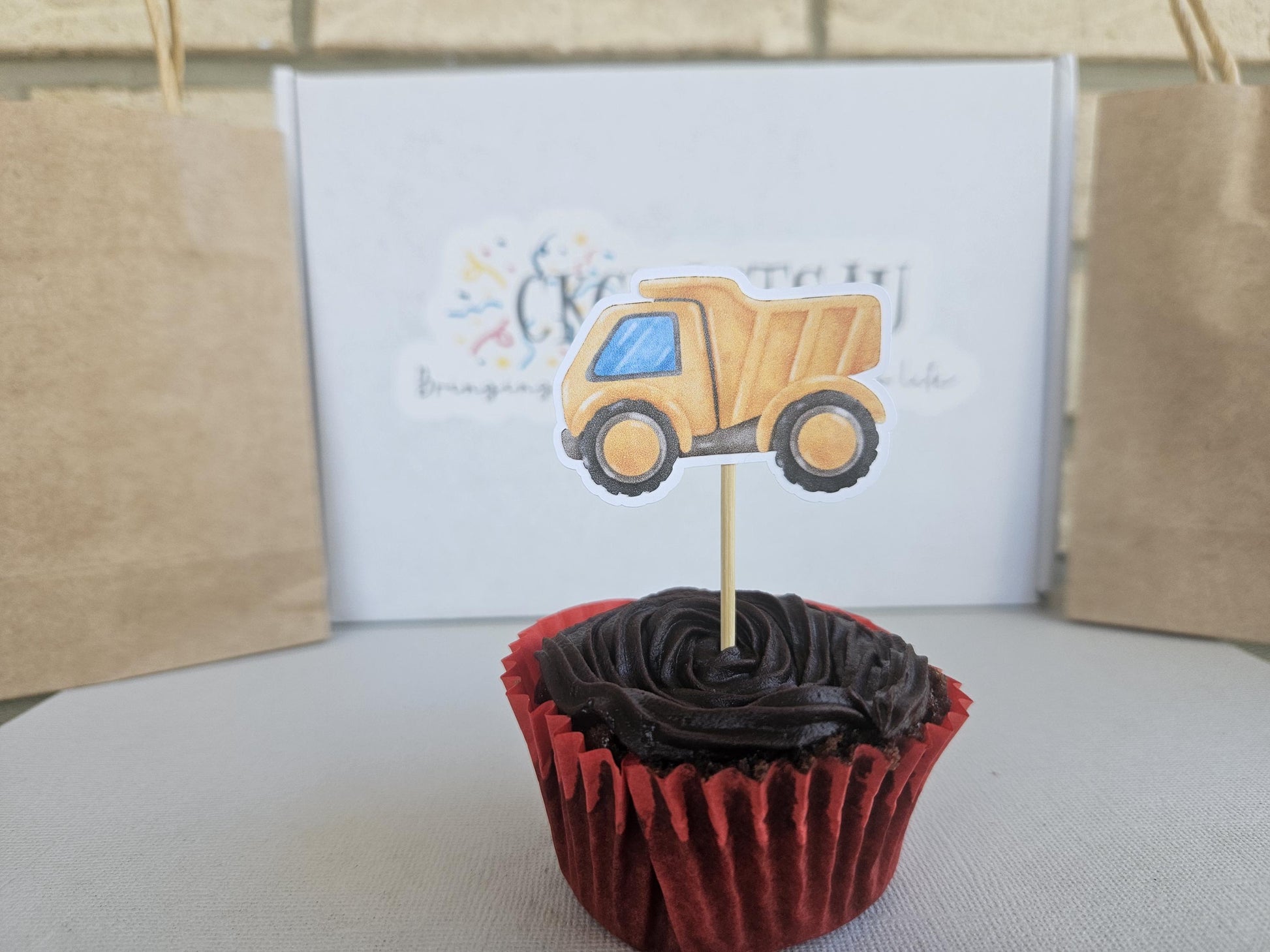 Construction Cupcake Toppers: Handcrafted Kids Party Cake Decor