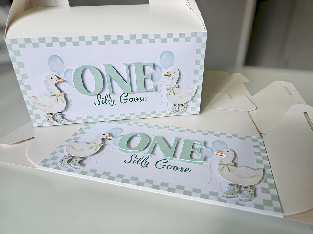 One Silly Goose Party Favour Box | Gable Treat Box | Birthday Party Supplies | Farm Animal Theme | Party Treat Boxes