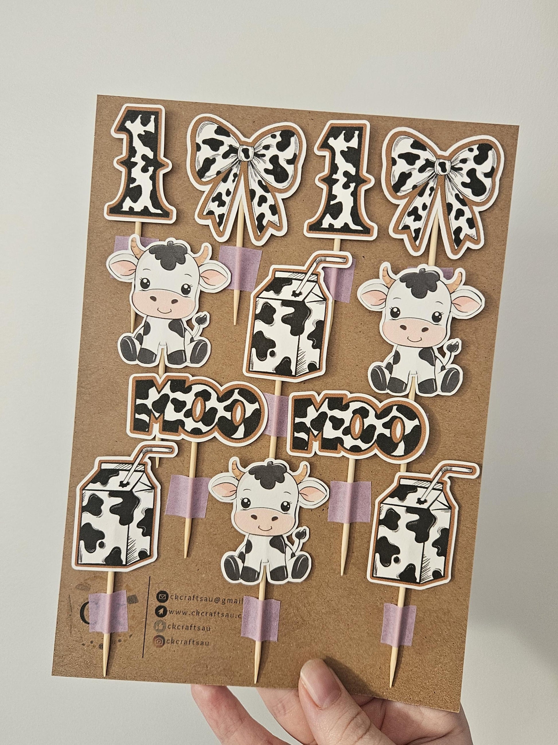 Holy Cow I'm One Cupcake Toppers - Farm Birthday Party Decor