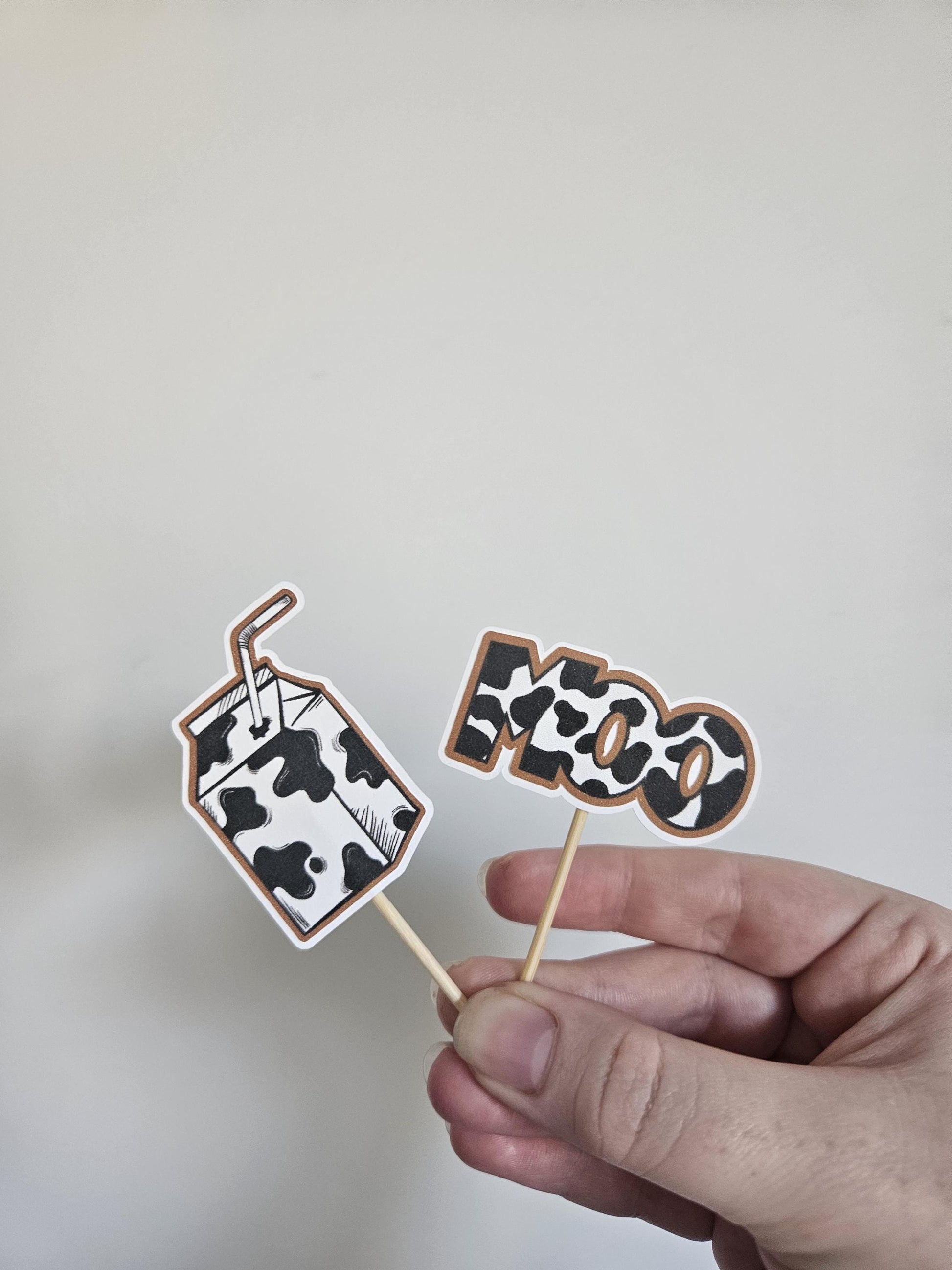 Holy Cow I'm One Cupcake Toppers - Farm Birthday Party Decor