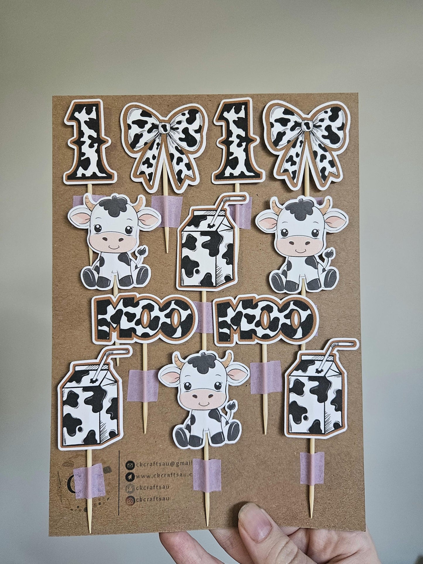Holy Cow I'm One Cupcake Toppers - Farm Birthday Party Decor
