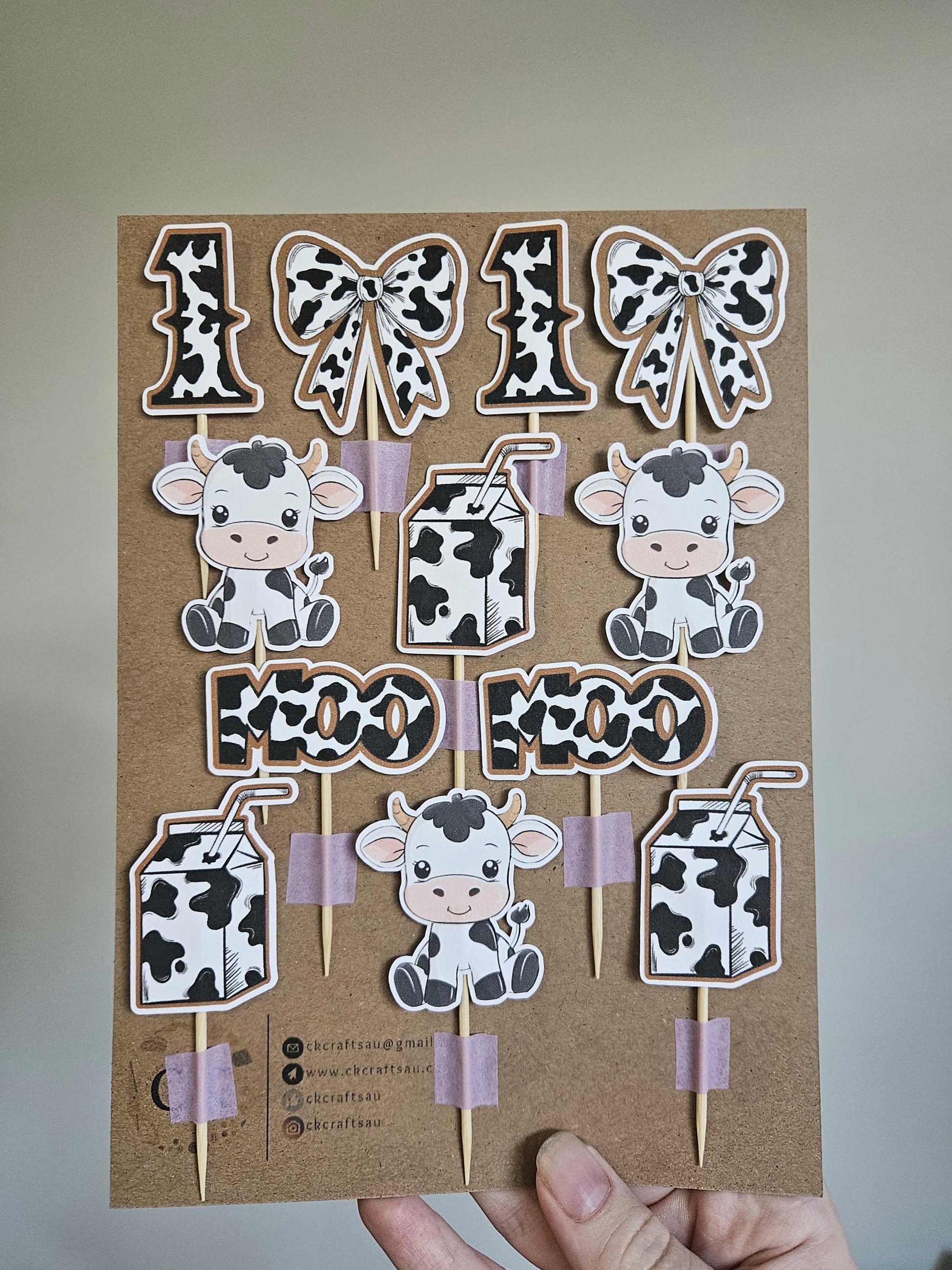 Holy Cow I'm One Cupcake Toppers - Farm Birthday Party Decor