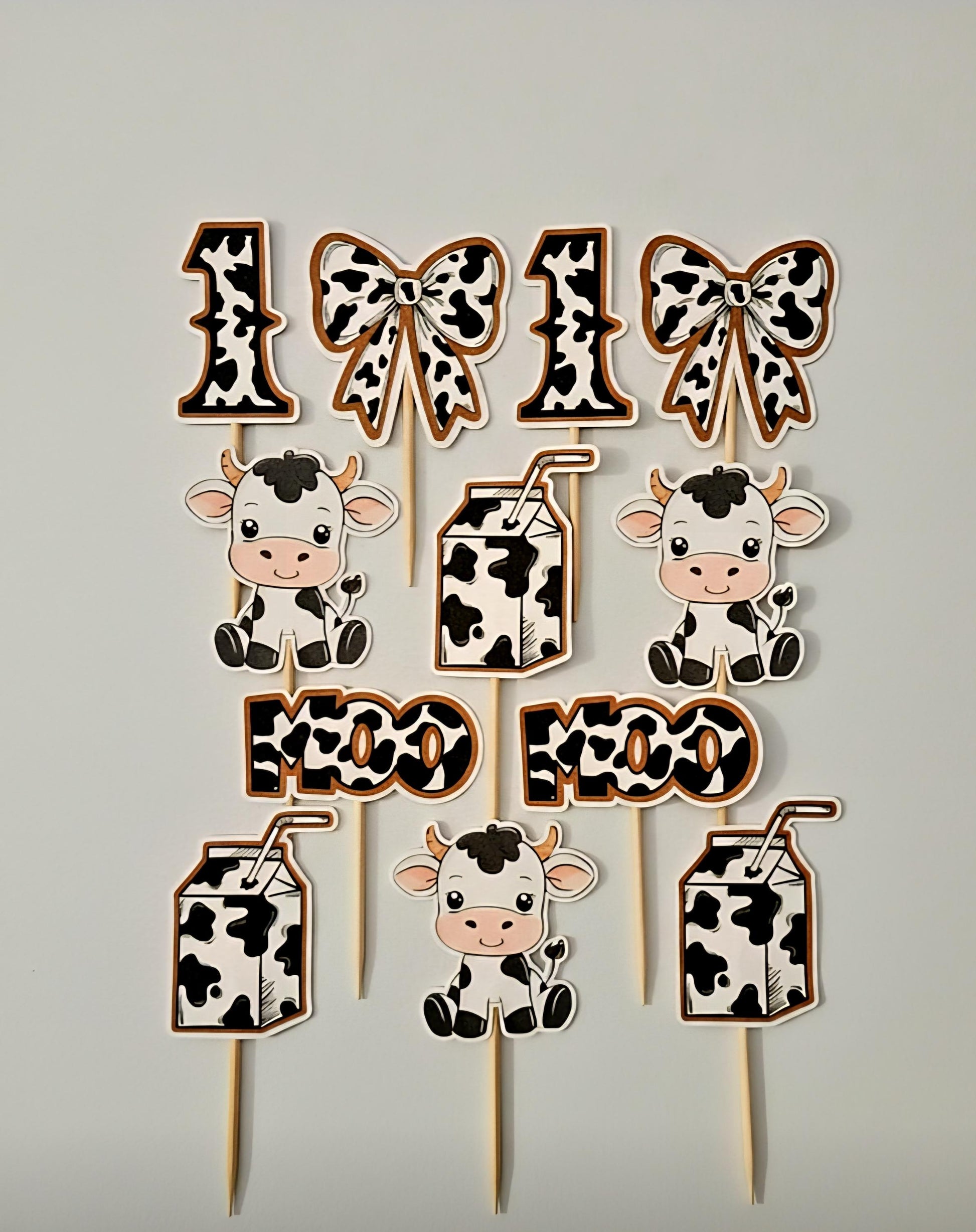 Holy Cow I'm One Cupcake Toppers - Farm Birthday Party Decor