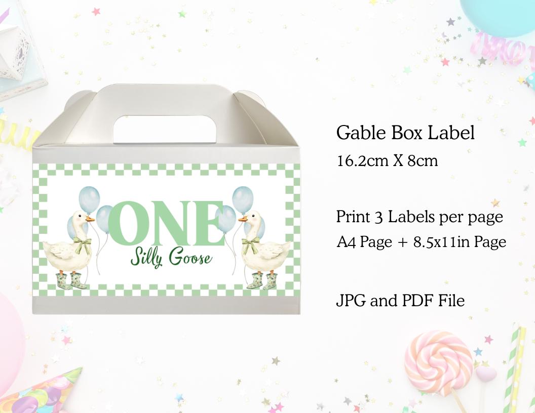 Silly Goose Printable Gable Box Label | Digital Download for Kids Birthday Party