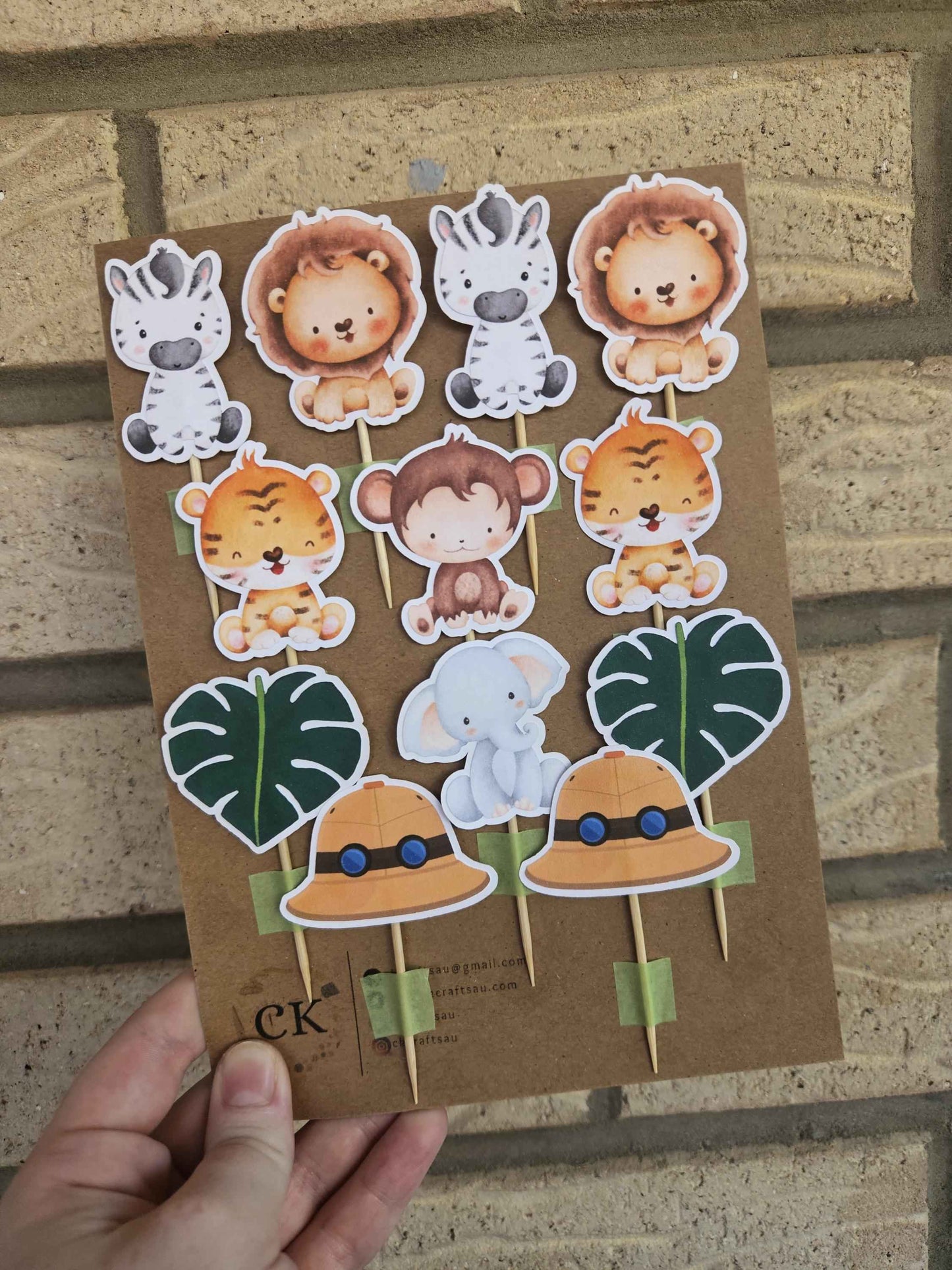Safari Wild One Cupcake Toppers | Jungle Animal Birthday Party Decorations | Handcrafted Kids Part Decor