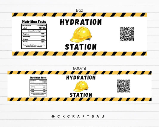 Construction Water Bottle Label Printable | Kids Birthday Party Digital Download