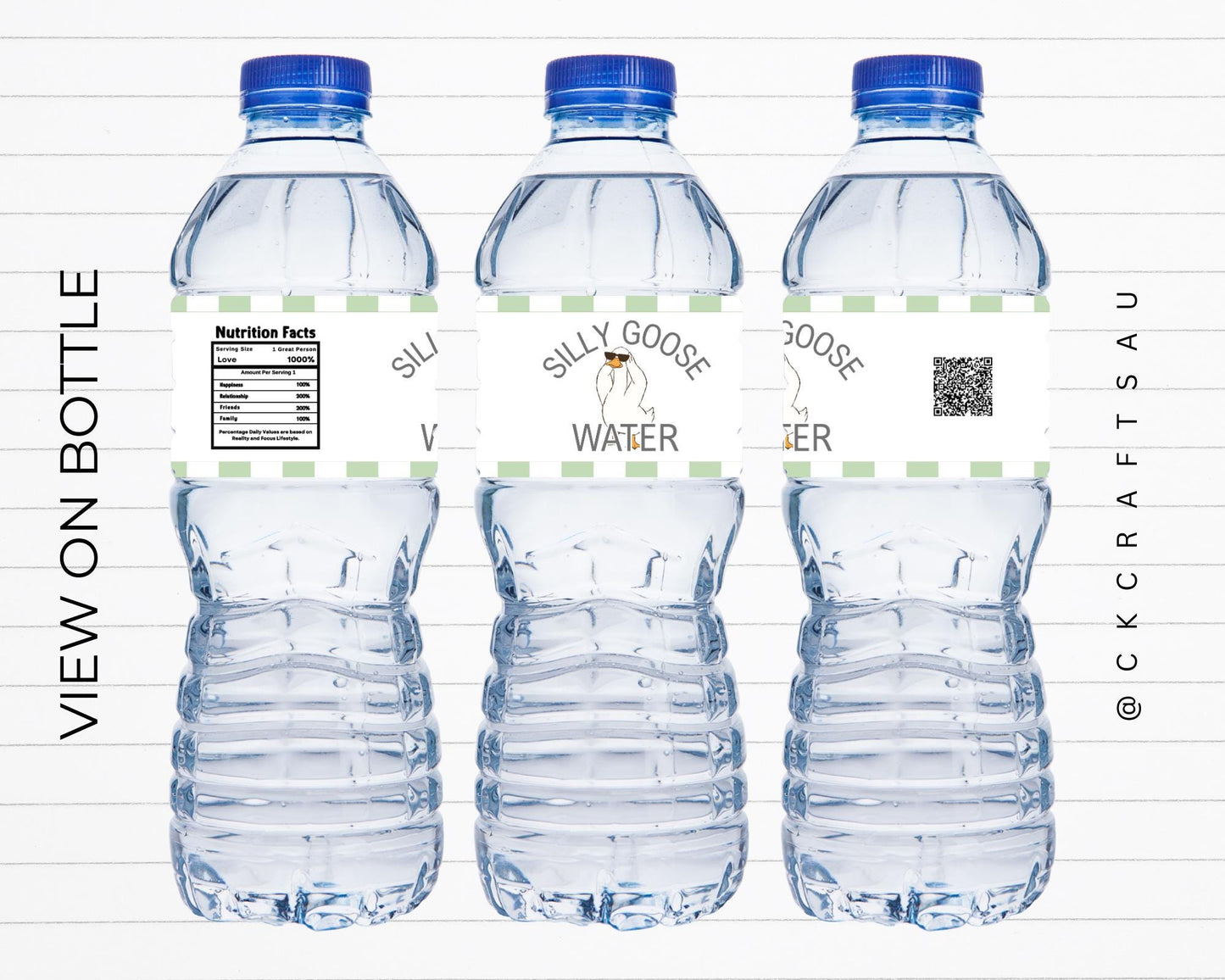 One Silly Goose Water Bottle Label Printable | Kids Birthday Party Digital Download GREEN