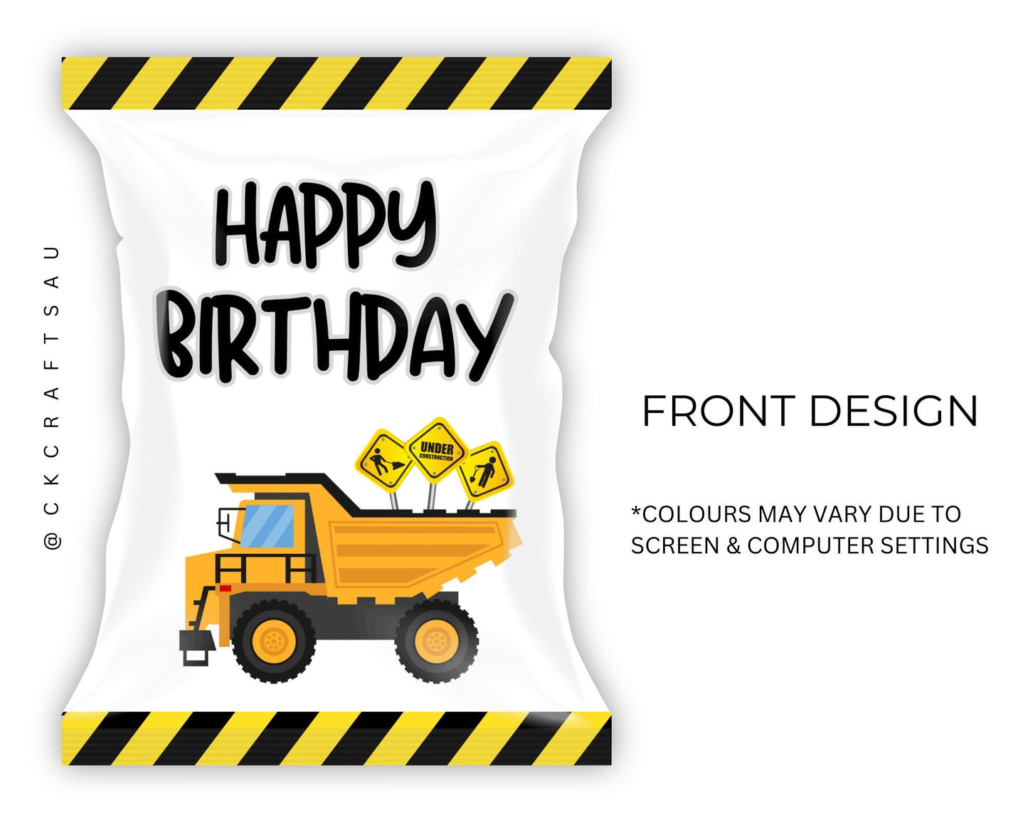 Construction Chip Bag Digital Download - Kids Party Favours