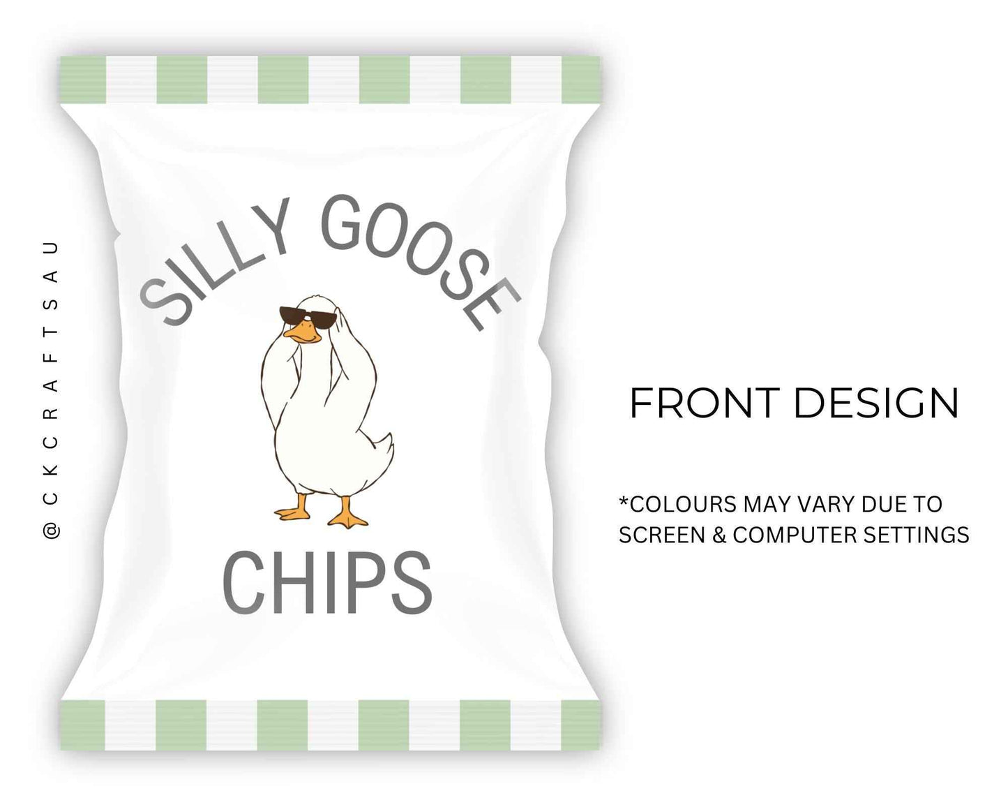 One Silly Goose Chip Bag Digital Download - Kids Party Favours - GREEN