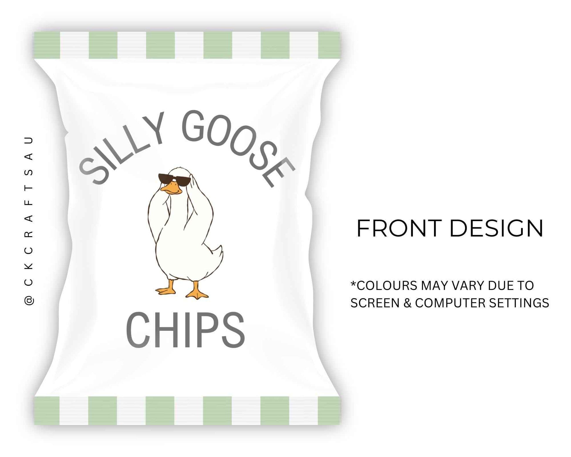One Silly Goose Chip Bag Digital Download - Kids Party Favours - GREEN