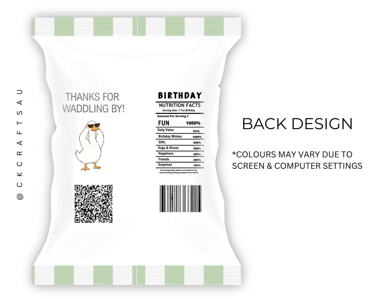 One Silly Goose Chip Bag Digital Download - Kids Party Favours - GREEN