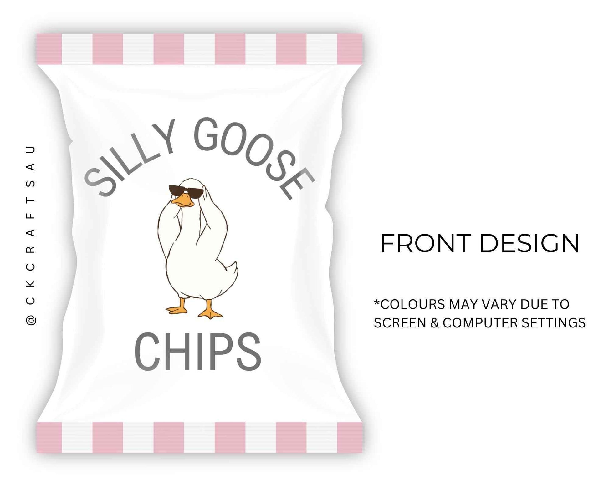One Silly Goose Chip Bag Digital Download - Kids Party Favours - PINK