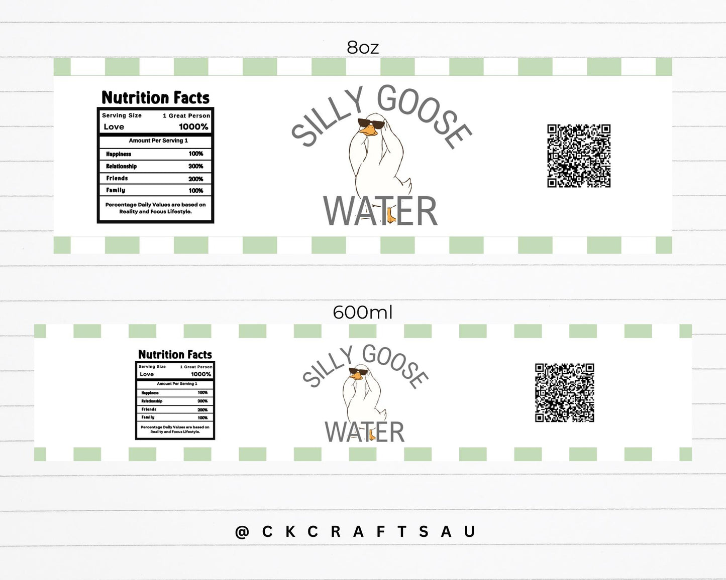 One Silly Goose Water Bottle Label Printable | Kids Birthday Party Digital Download GREEN