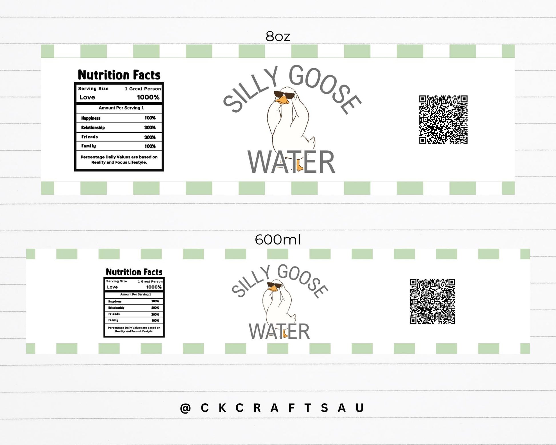 One Silly Goose Water Bottle Label Printable | Kids Birthday Party Digital Download GREEN
