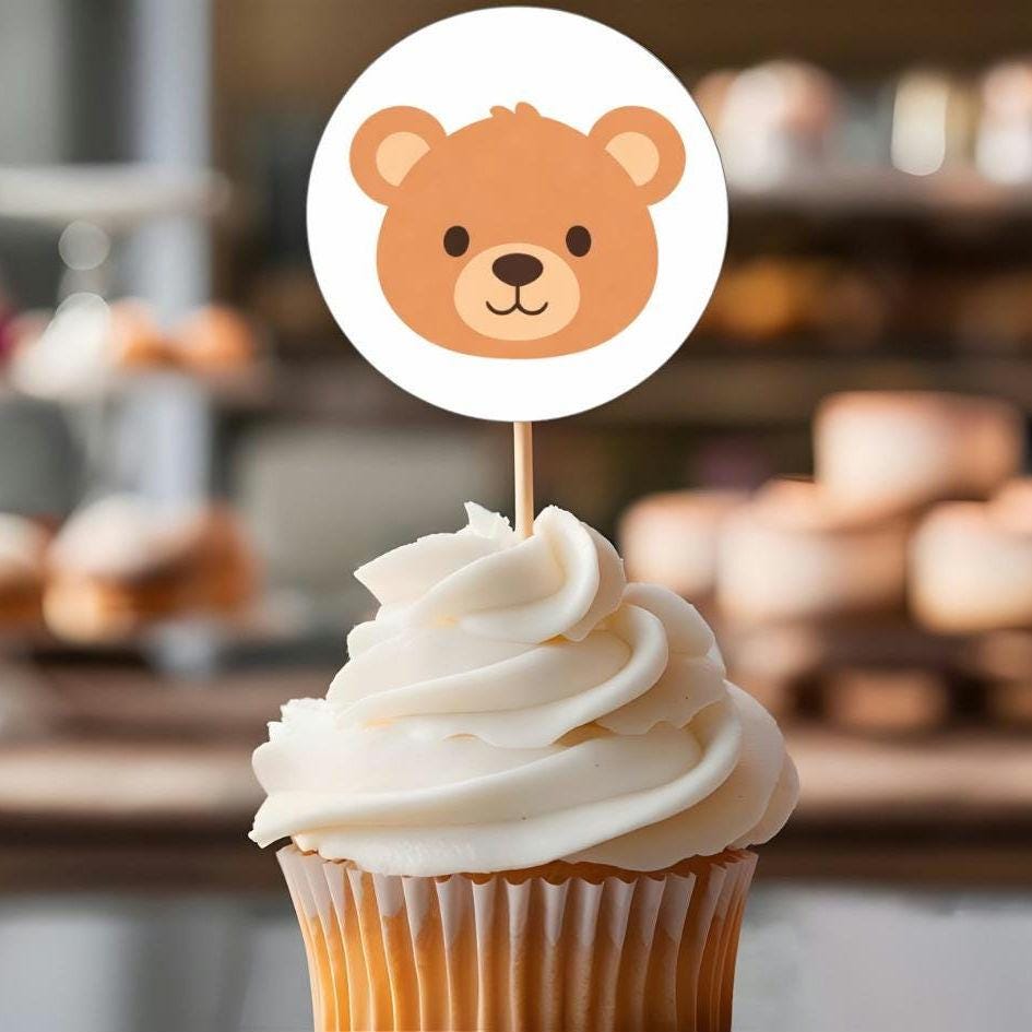 Bear Printable Cupcake Toppers | Digital Download for Birthday Party