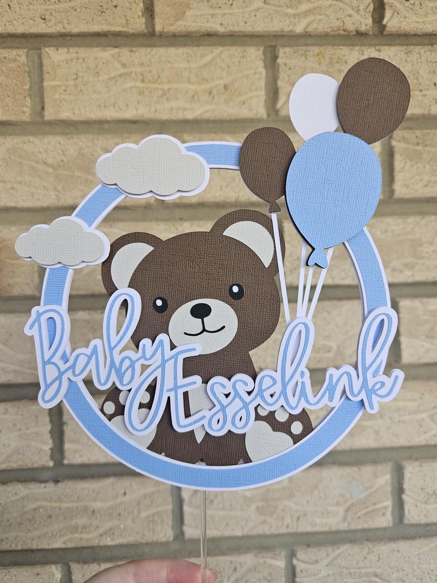 Personalised Bear Cake Topper | Custom Baby Shower Cake Decor AU