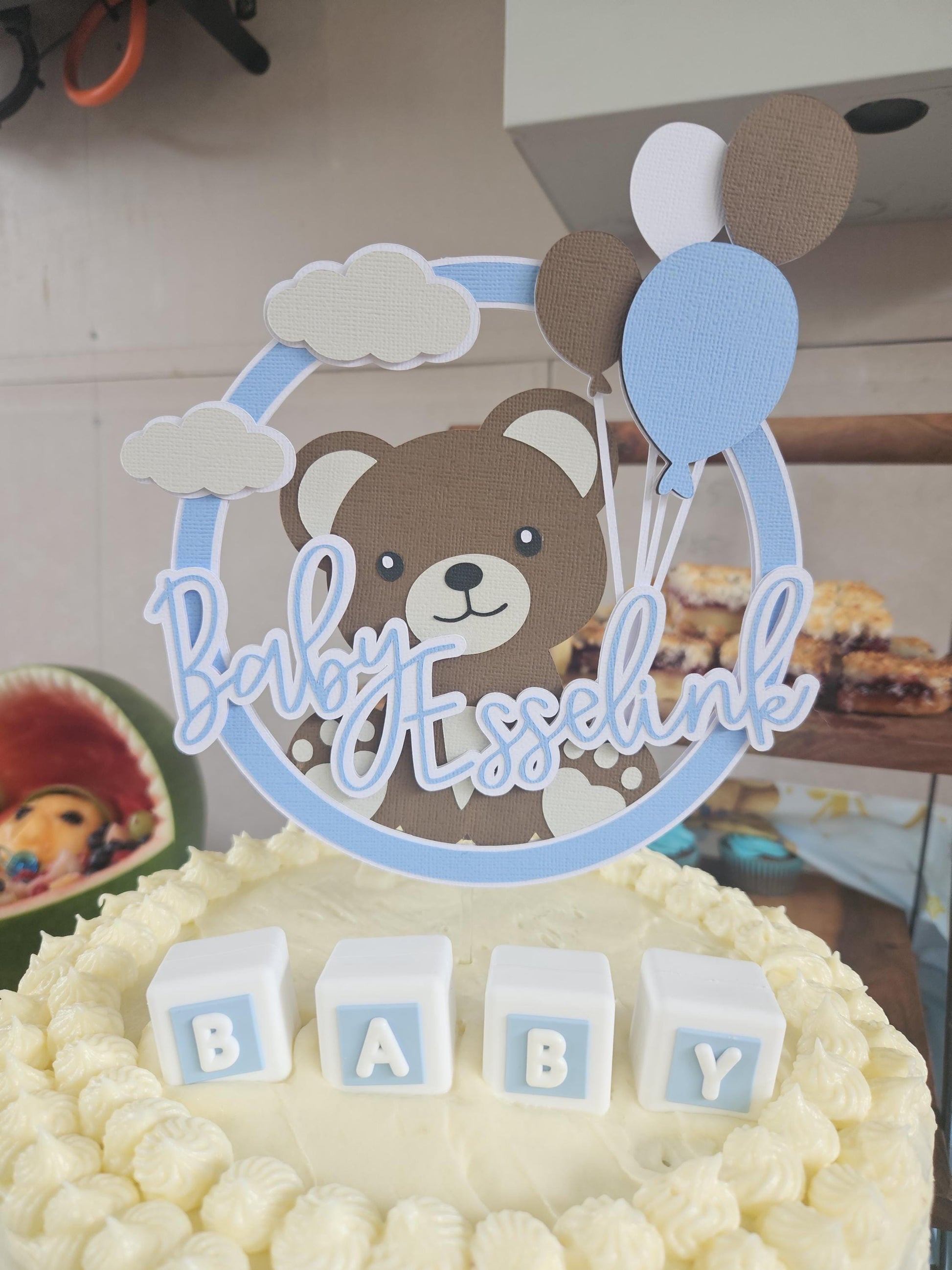 Personalised Bear Cake Topper | Custom Baby Shower Cake Decor AU
