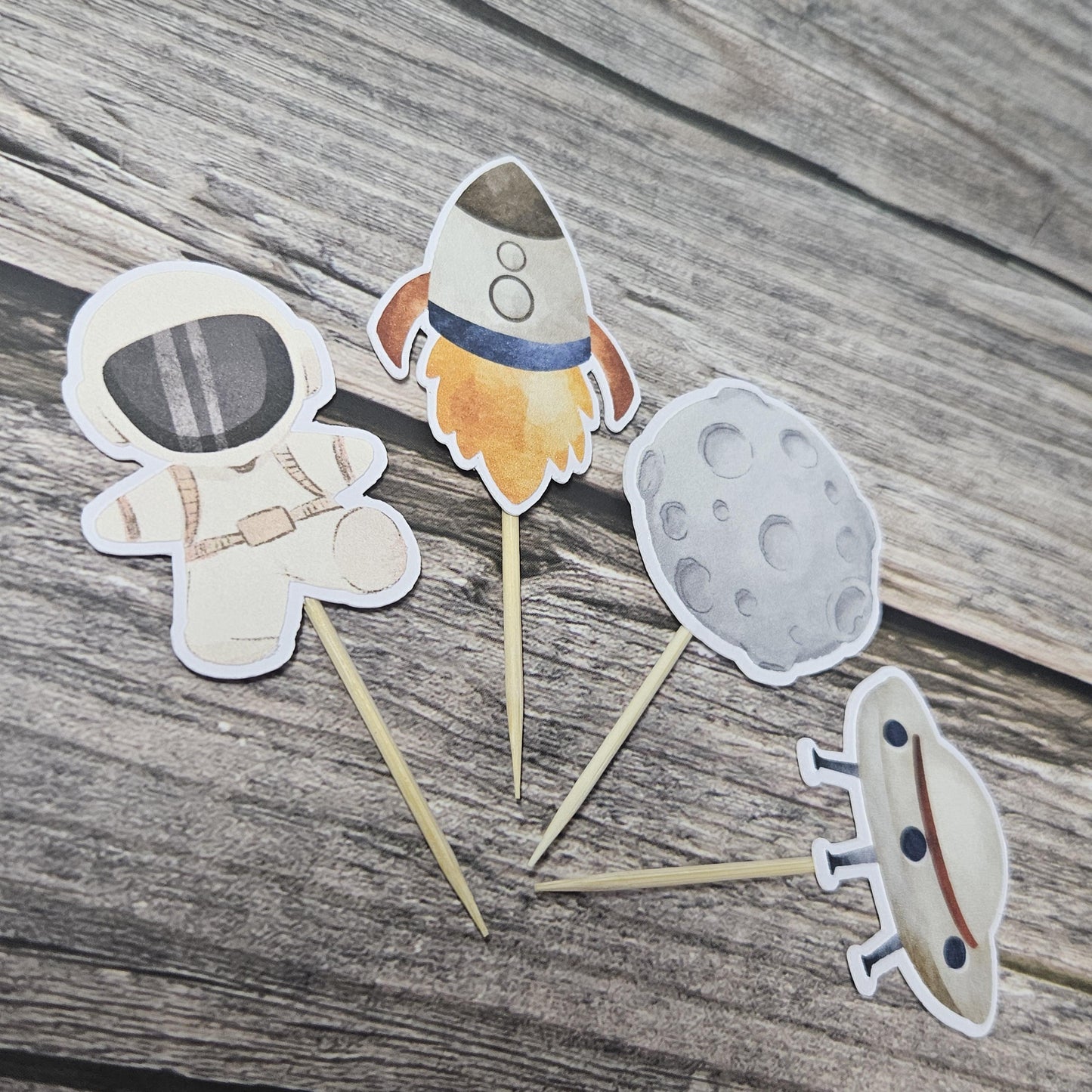 Space Cupcake Toppers | Rocket Ship Astronaut Party | Galaxy Birthday Cupcake Decorations | Space Theme Party ! Kids Party Decorations