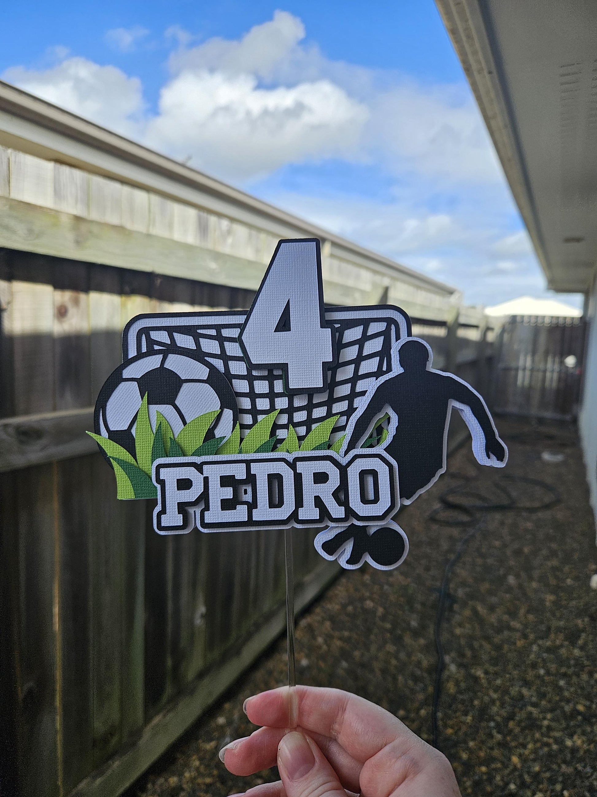 Custom Soccer Cake Topper, Personalised Football Cake Topper, Name & Age, Sports Birthday Party Decor, Boys and Girls Soccer Theme