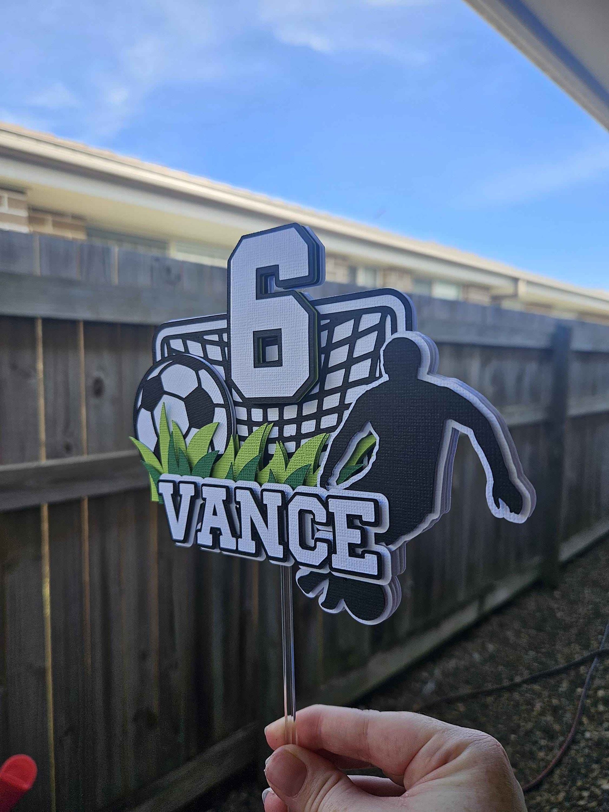 Custom Soccer Cake Topper | Personalised Name & Age Birthday Cake Decor AU