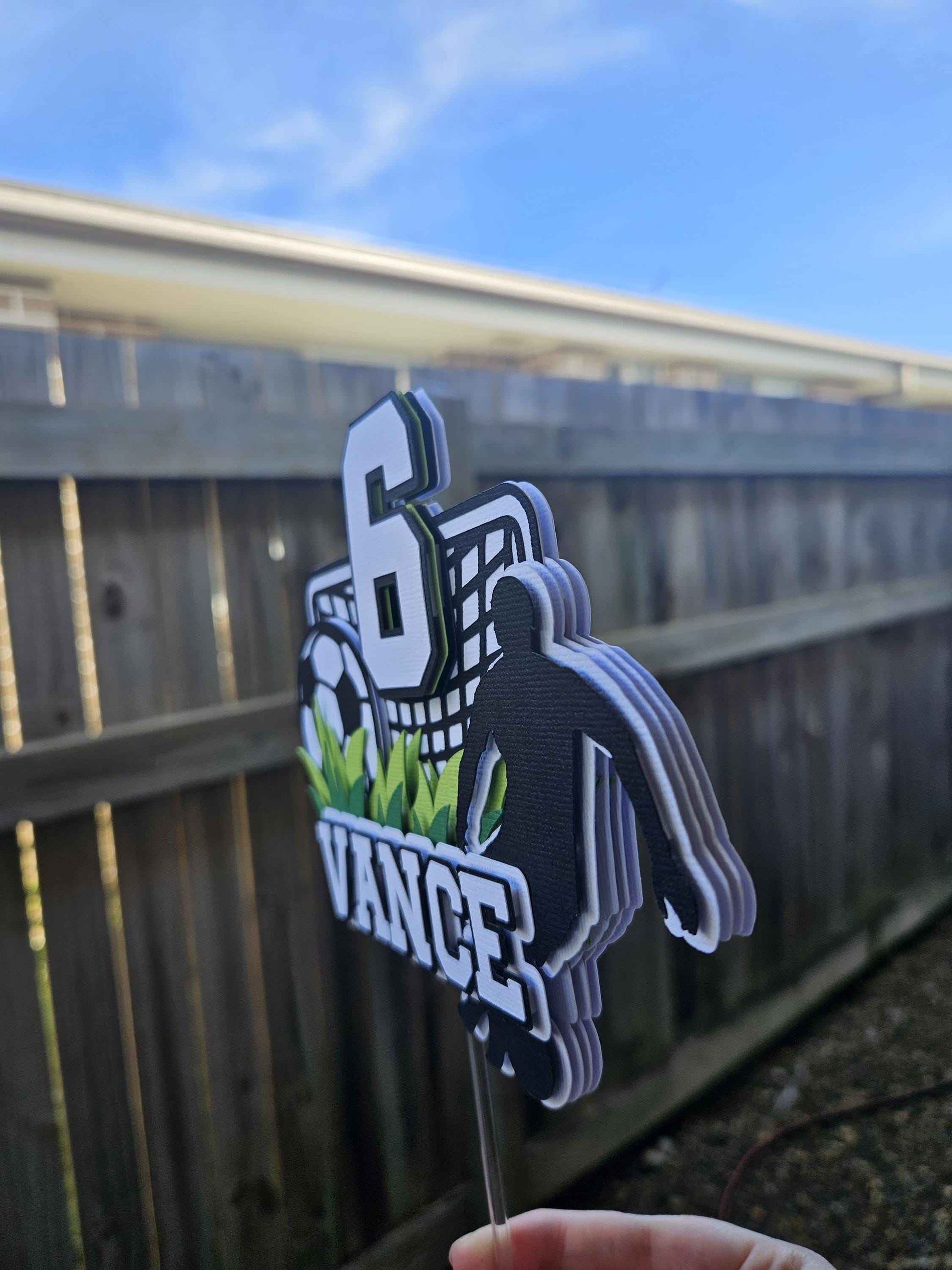 Custom Soccer Cake Topper | Personalised Name & Age Birthday Cake Decor AU