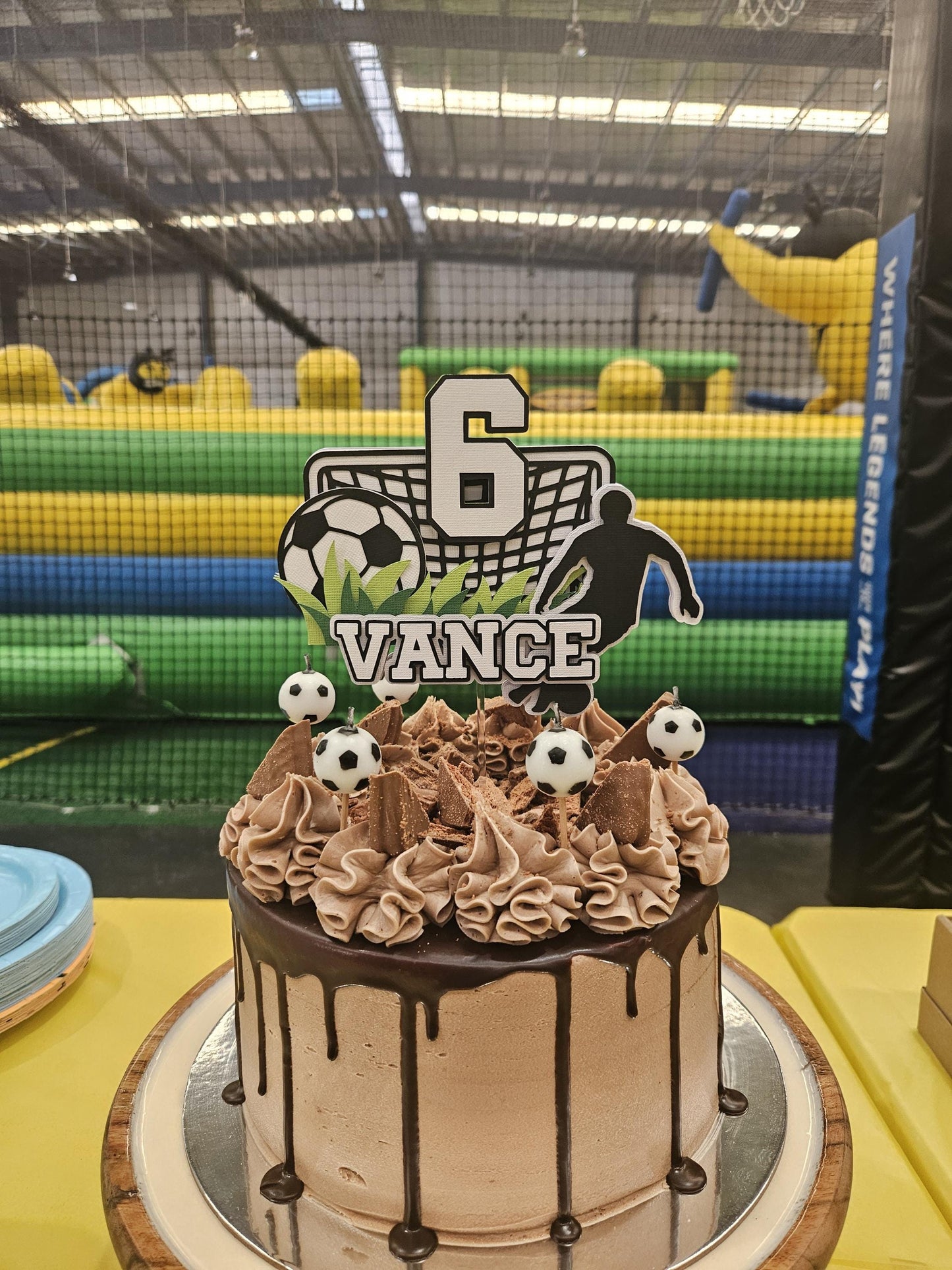 Custom Soccer Cake Topper, Personalised Football Cake Topper, Name & Age, Sports Birthday Party Decor, Boys and Girls Soccer Theme