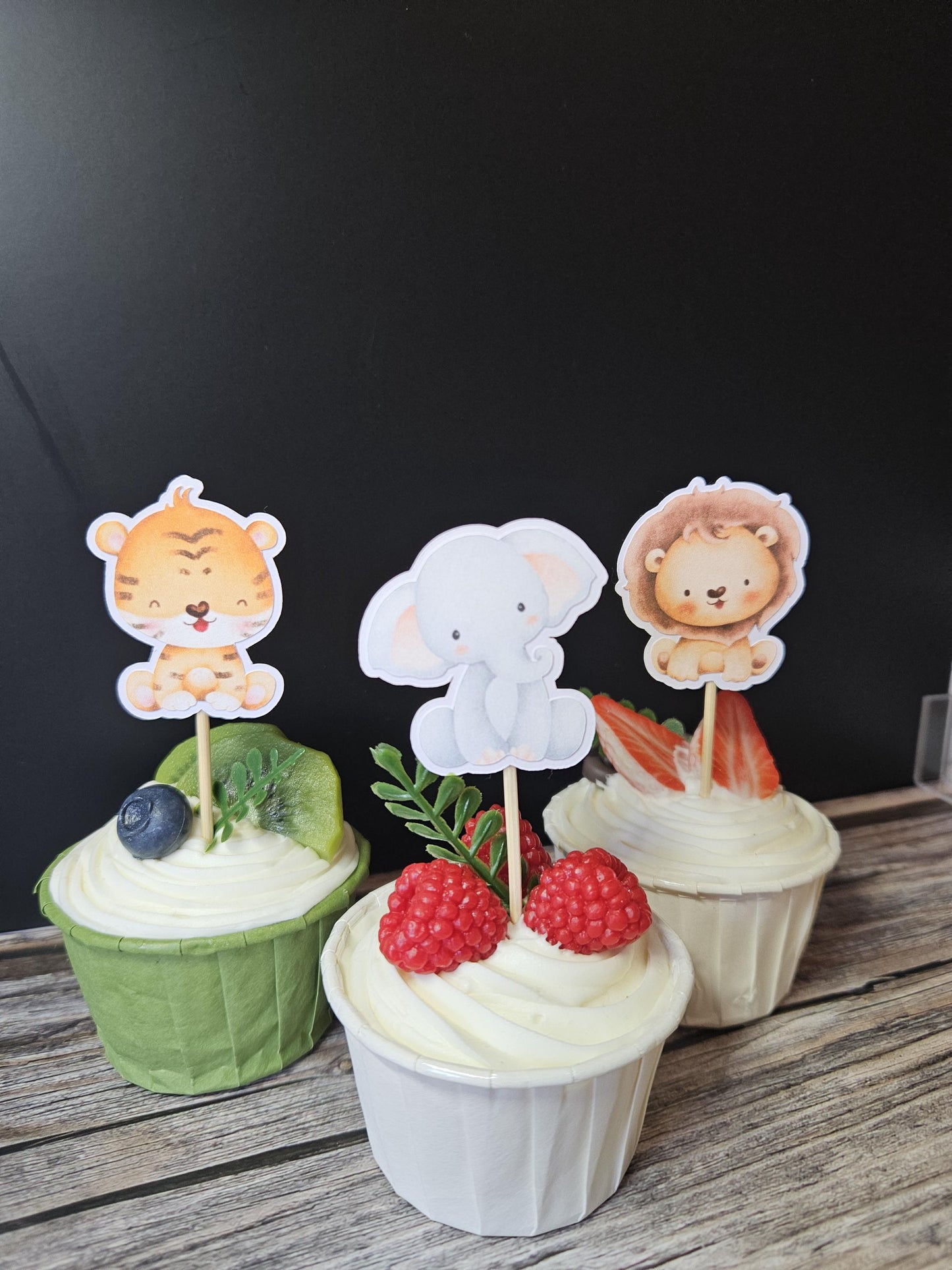 Safari Wild One Cupcake Toppers | Jungle Animal First Birthday Party Decorations | Safari Animal Party Decor | Kids Birthday Party Decor