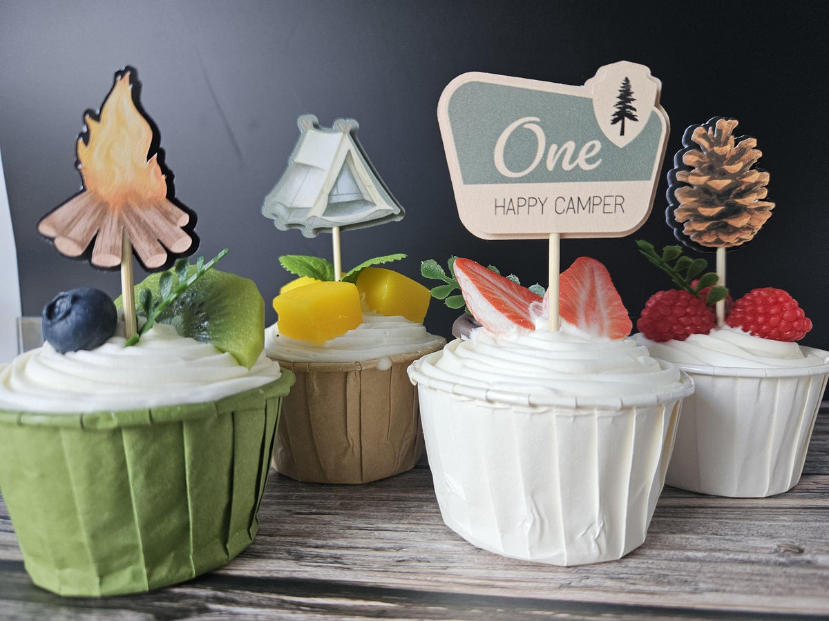 One Happy Camper Cupcake Toppers | Kids Birthday Decorations AU