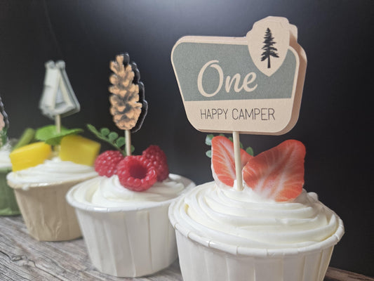 One Happy Camper Cupcake Toppers | Kids Birthday Decorations AU