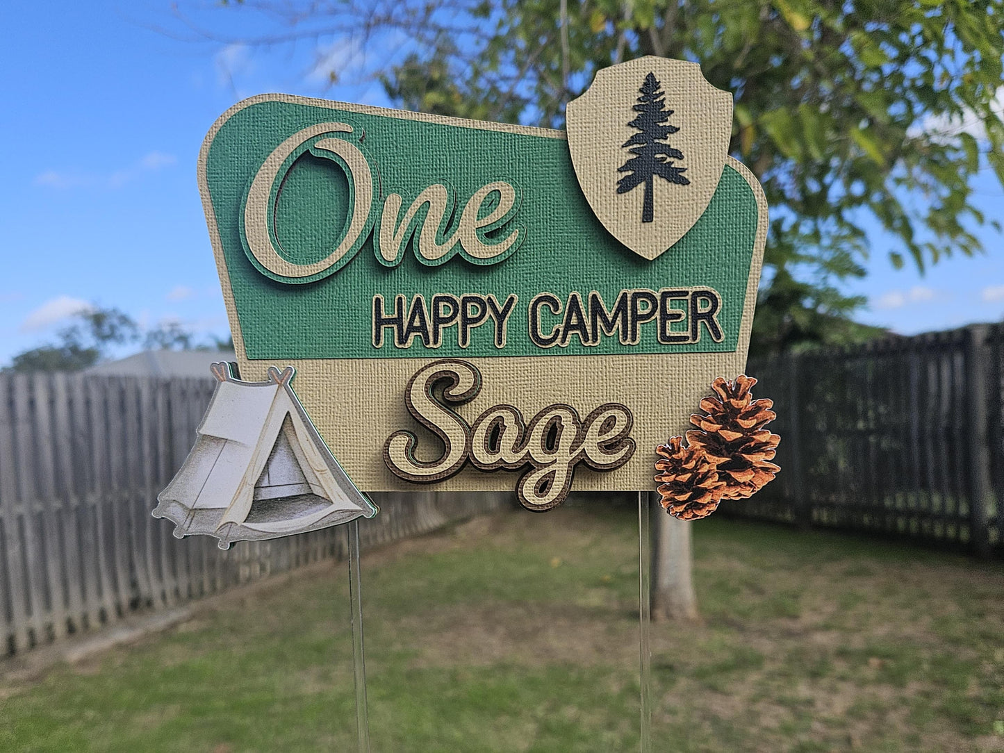 One Happy Camper Cake Topper | Custom Birthday Decorations AU