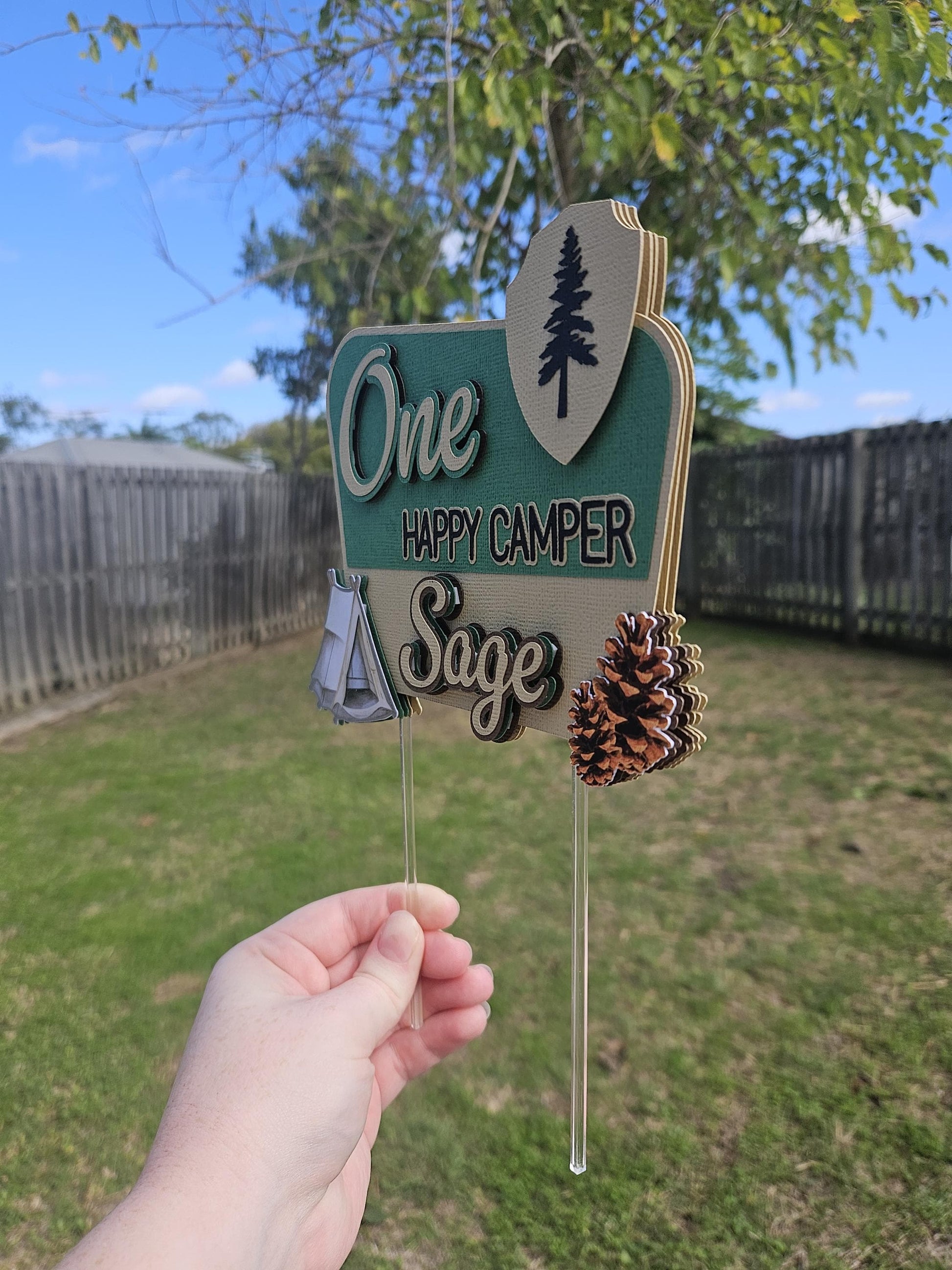 One Happy Camper Cake Topper | Custom Birthday Decorations AU