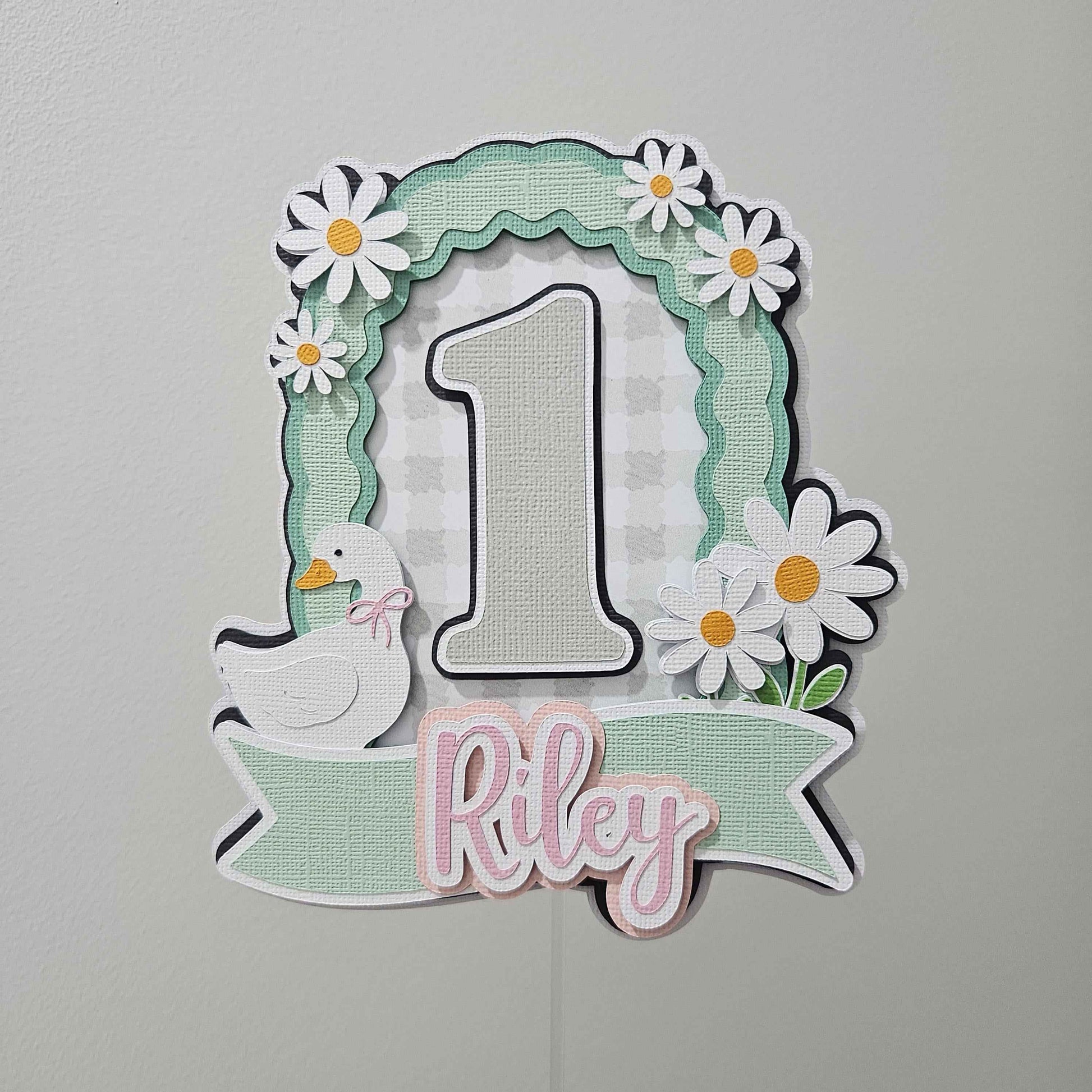 One Silly Goose Cake Topper | Goose First Birthday Cake Decoration | ONE Birthday Party Decor | Custom Name & Age Cake Topper