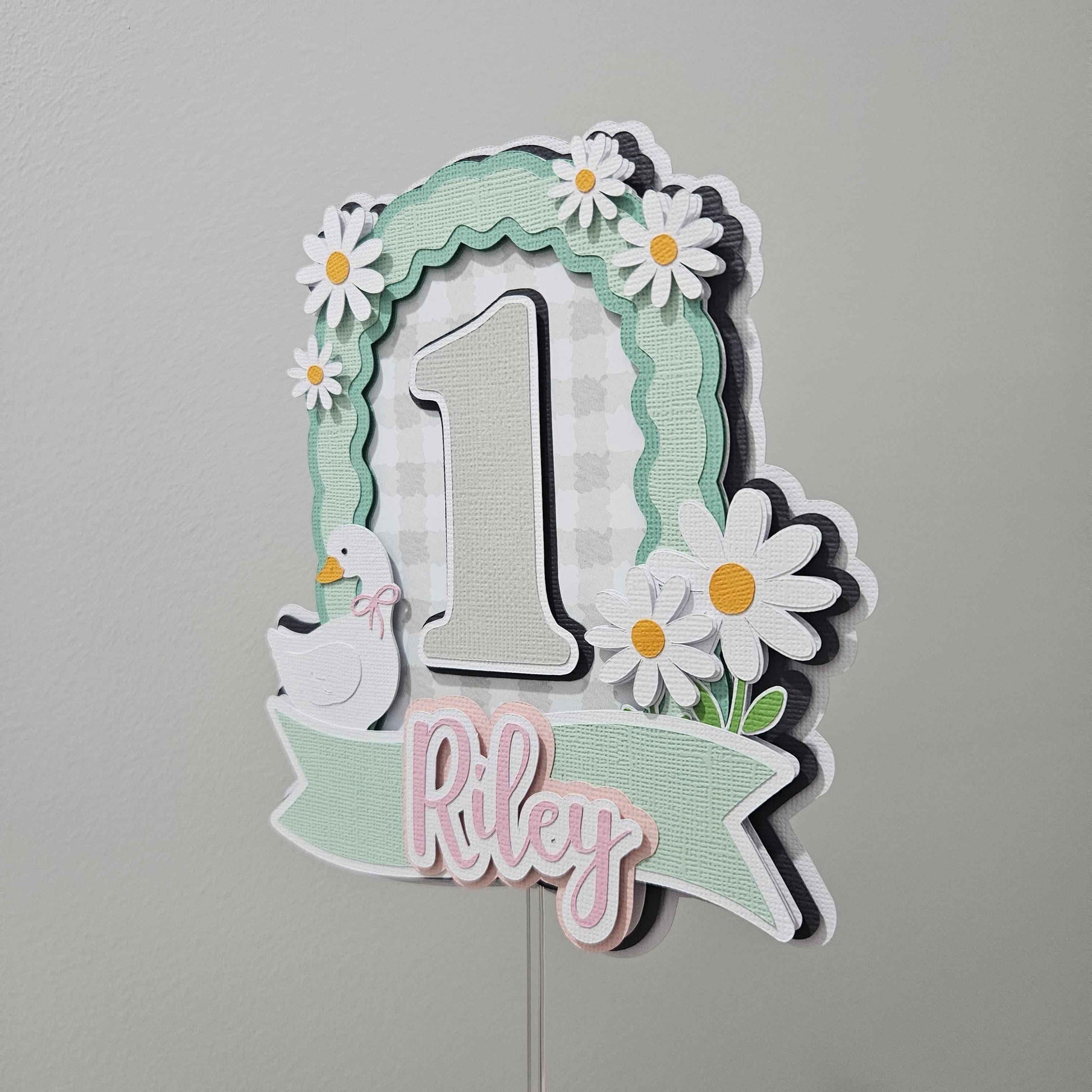 One Silly Goose Cake Topper | Goose First Birthday Cake Decoration | ONE Birthday Party Decor | Custom Name & Age Cake Topper