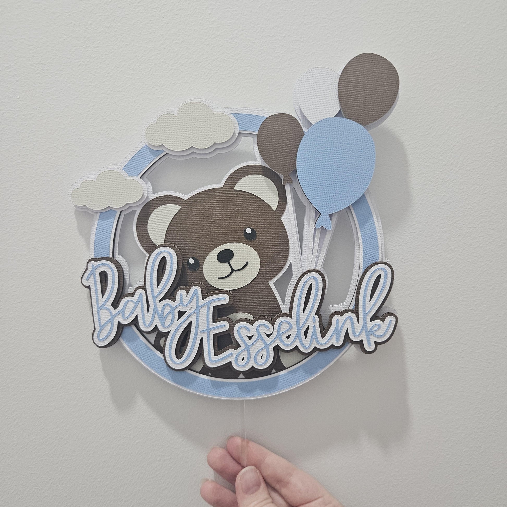 Custom Bear Cake Topper, Personalised Cake Topper, Teddy Bear Party Decoration, Baby Shower Decor, Bohoo Baby Shower Theme, Cute Cake Topper