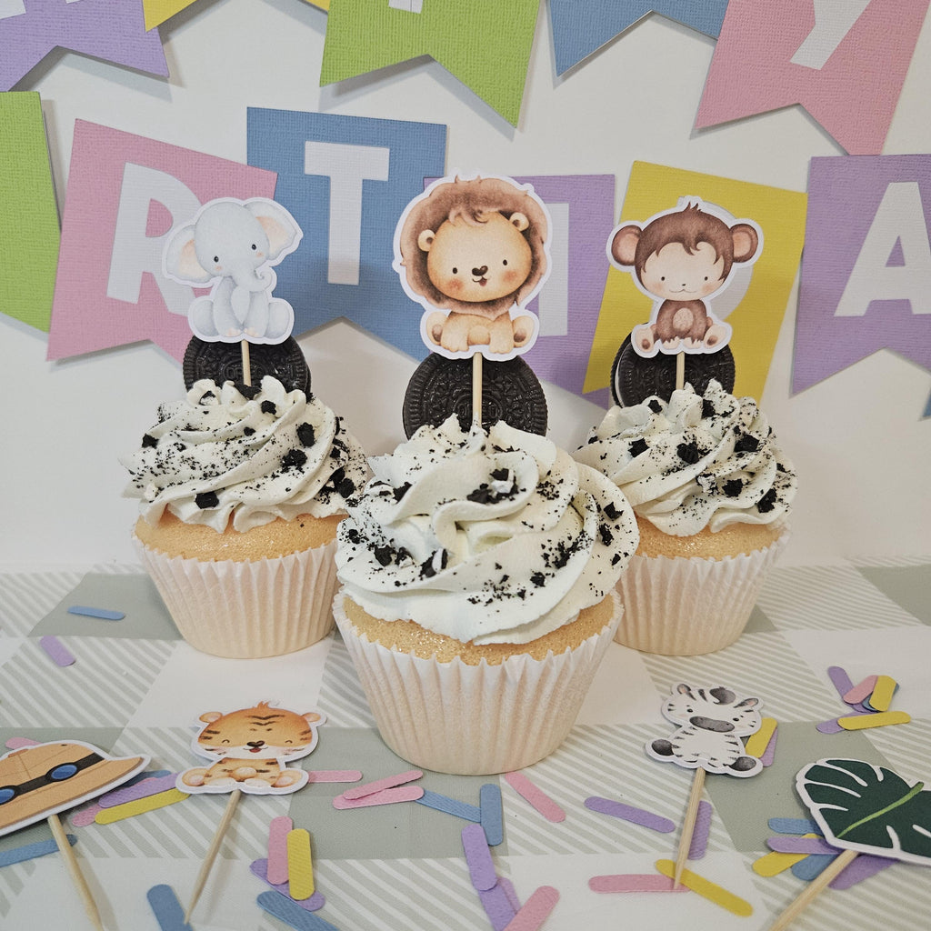 Safari Wild One Cupcake Toppers | First Birthday Party Decor